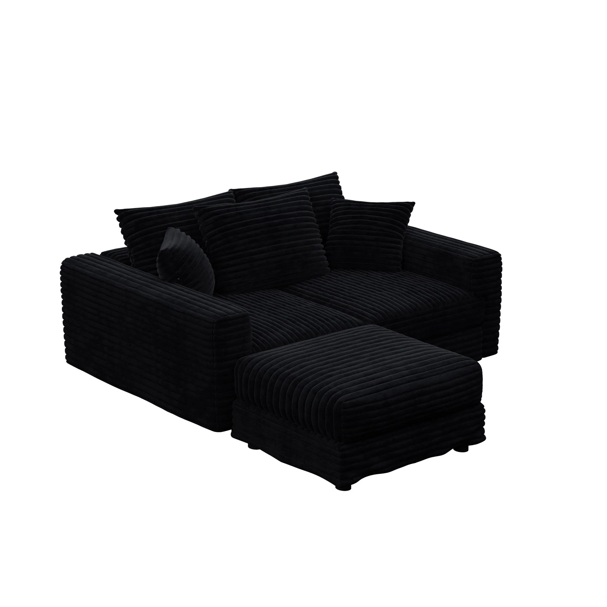 Convertible Deep Seat Sofa With Soft Pillows And Ottomans - Image 93