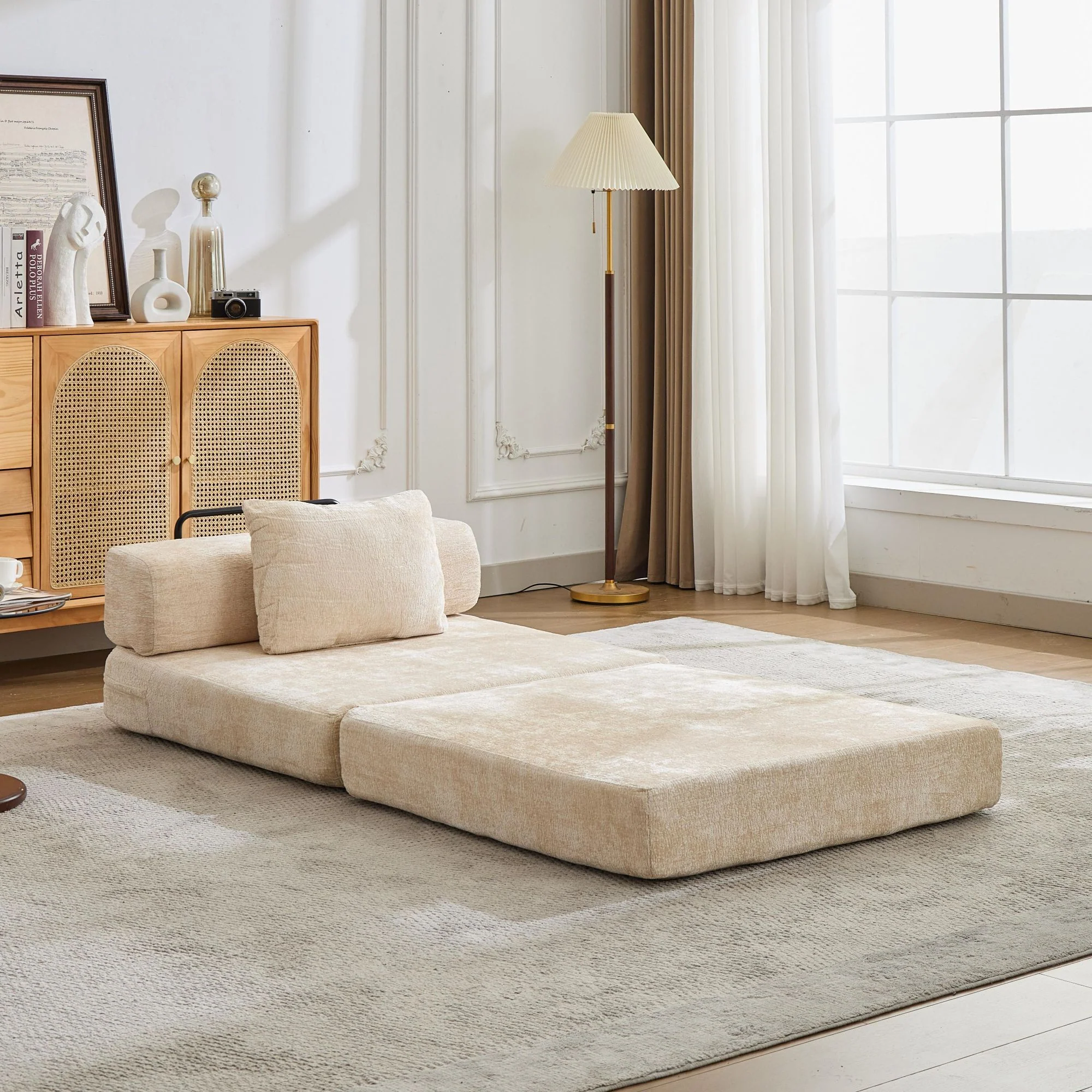 Convertible Floor Sofa Bed With Fixed Shape Frame For Living Room - Image 10