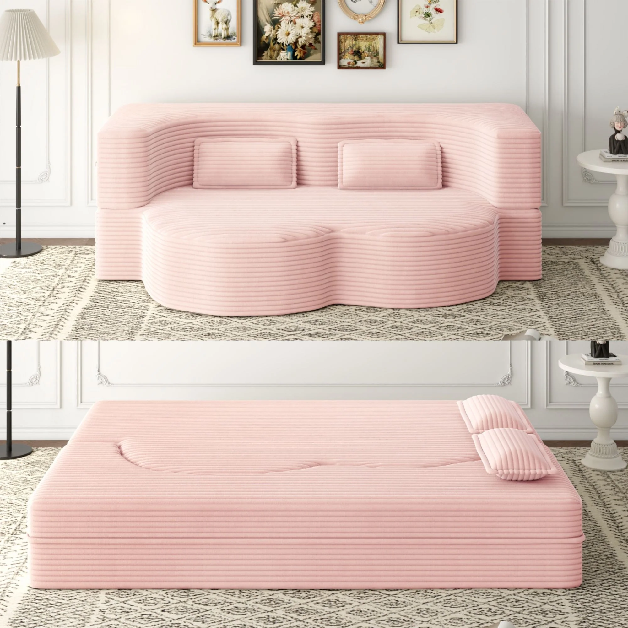 Convertible Foam-Filled Sleeper Sofa Bed With 2 Pillows - Image 25