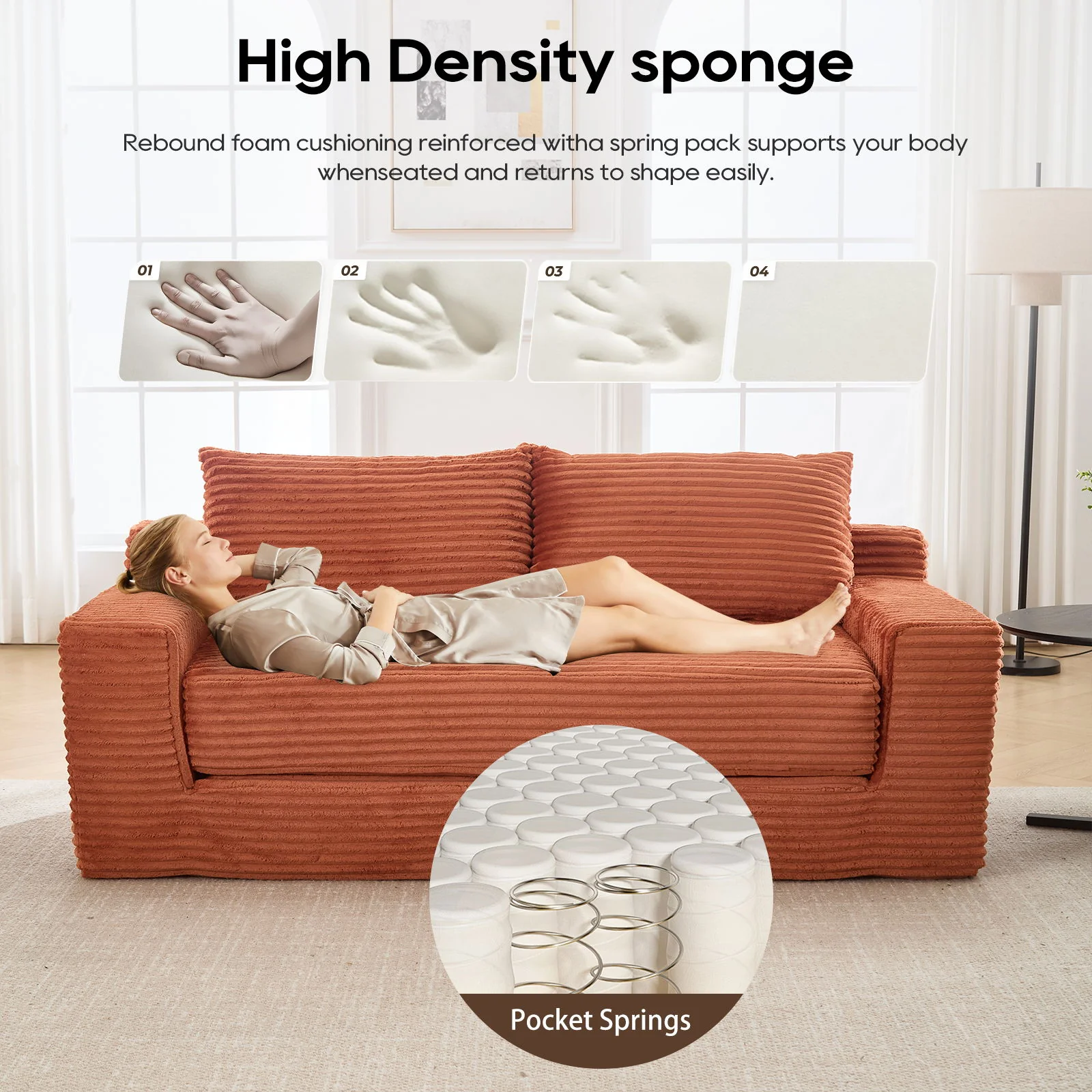 Convertible Loveseat Sofa Bed With Memory Foam & Steel Frame - Image 17