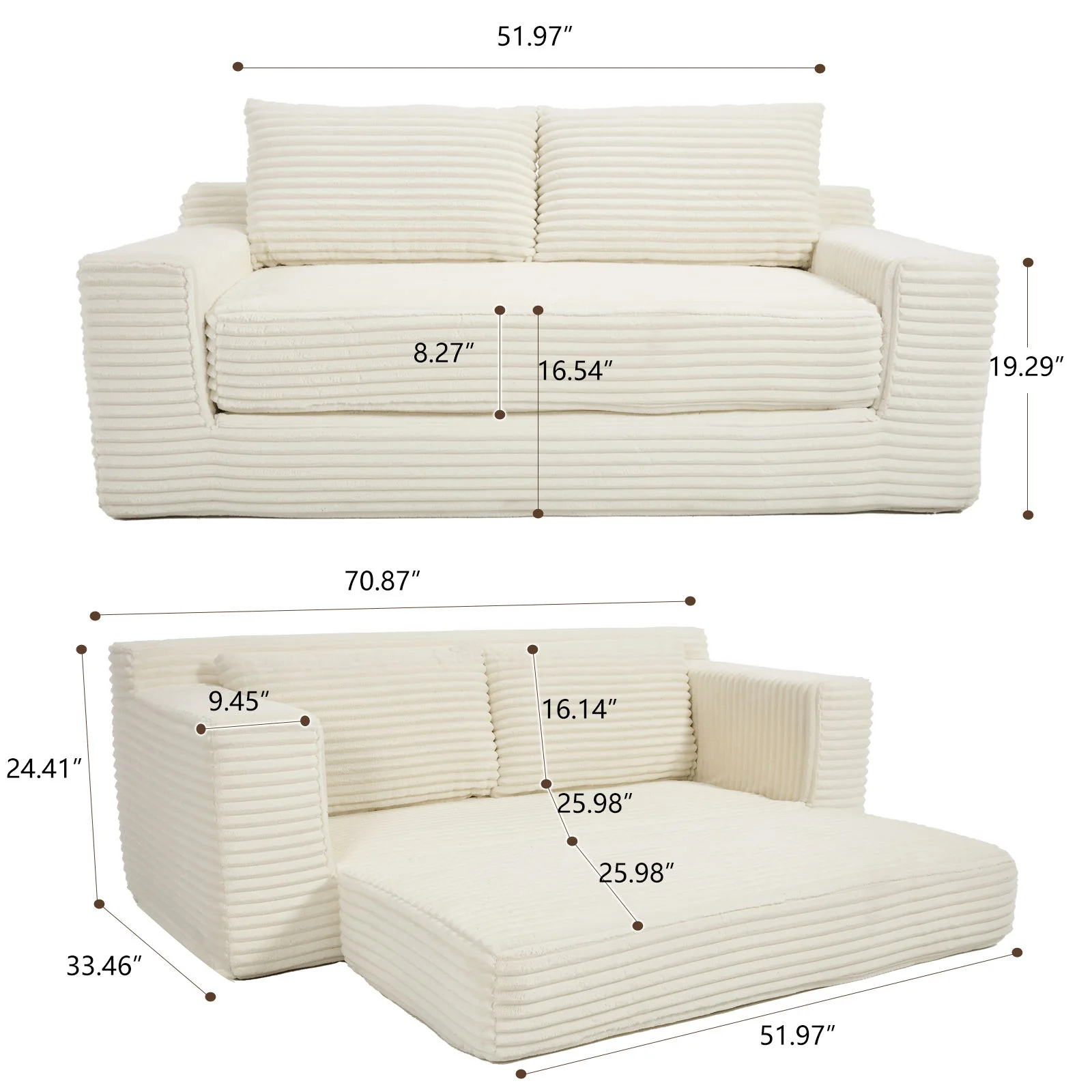 Convertible Loveseat Sofa Bed With Memory Foam & Steel Frame - Image 21