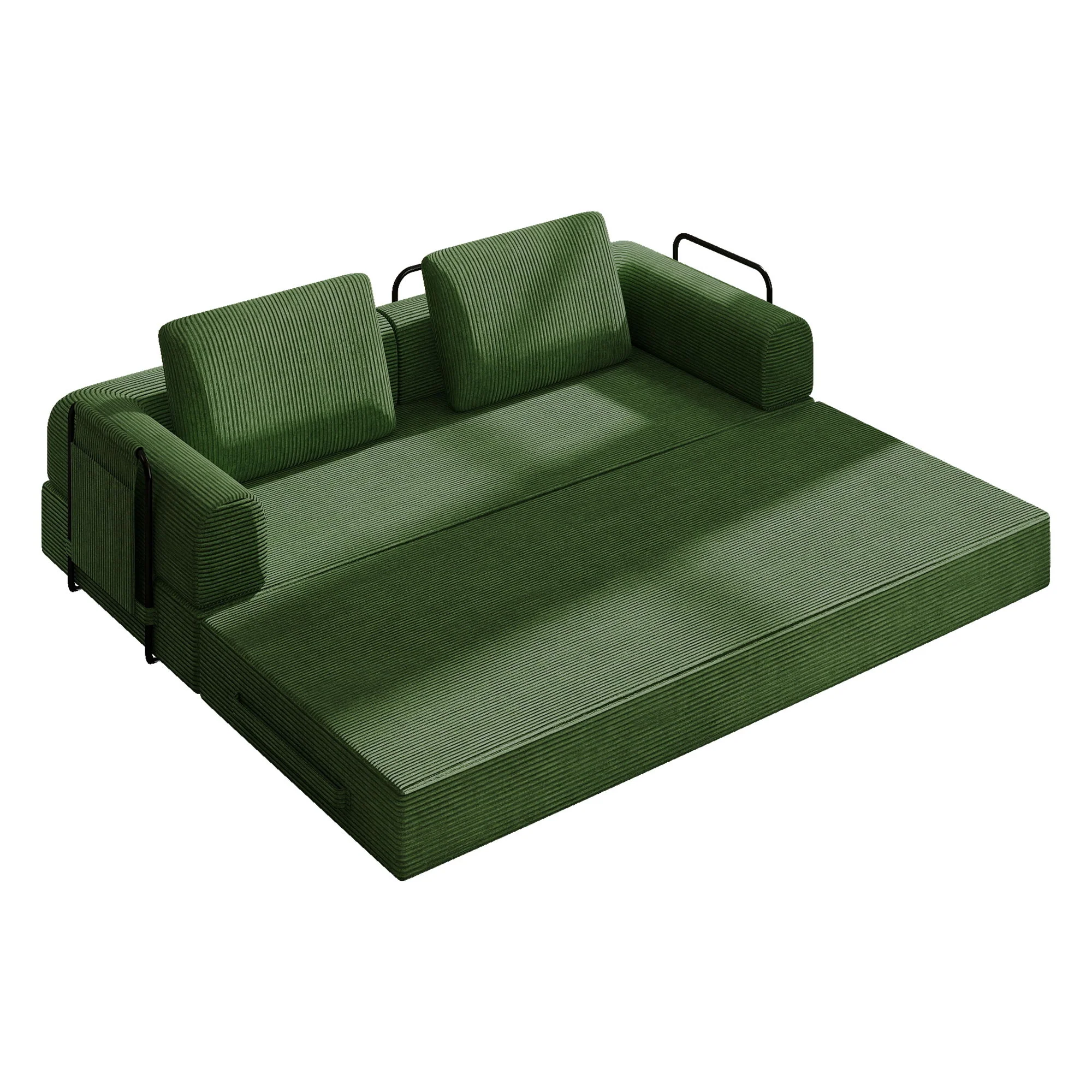Convertible Sleeper Sofa Bed With Cylindrical Pillow, Fixed Shape Frame - Image 29