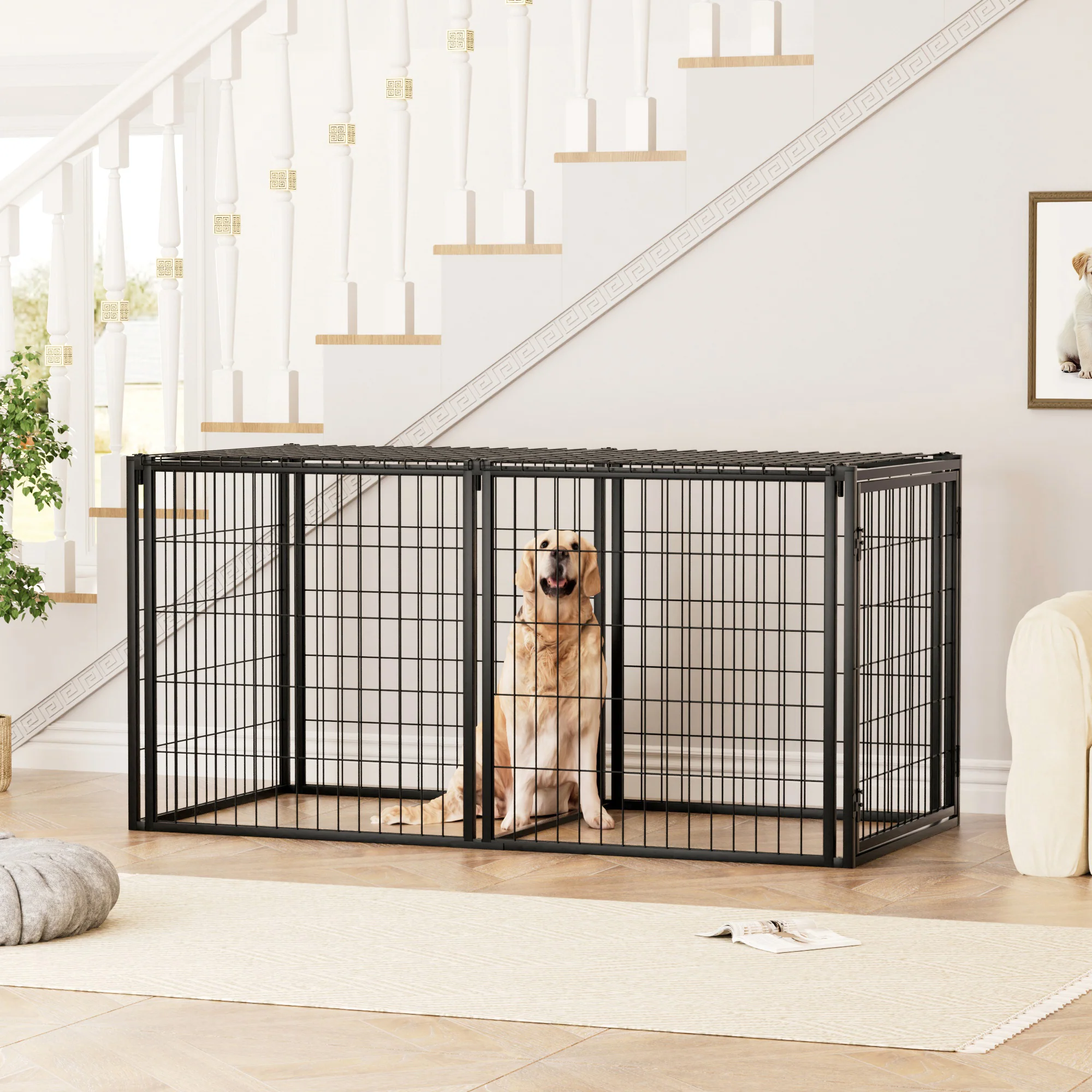 Cooper 63-Inch Modular Wire Dog Playpen with Security Roof and Convertible Room Divider - Image 18
