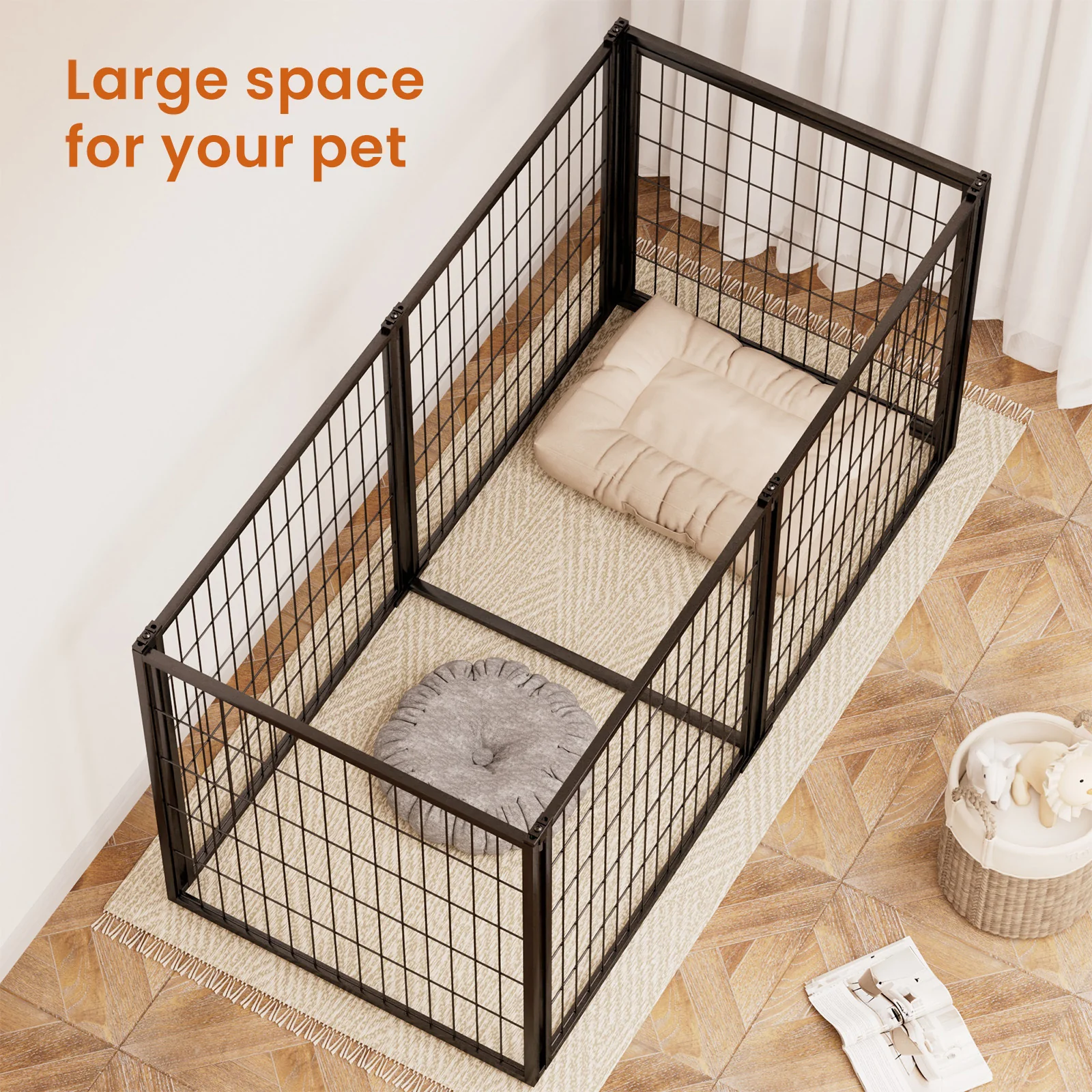 Cooper 63-Inch Modular Wire Dog Playpen with Security Roof and Convertible Room Divider - Image 4