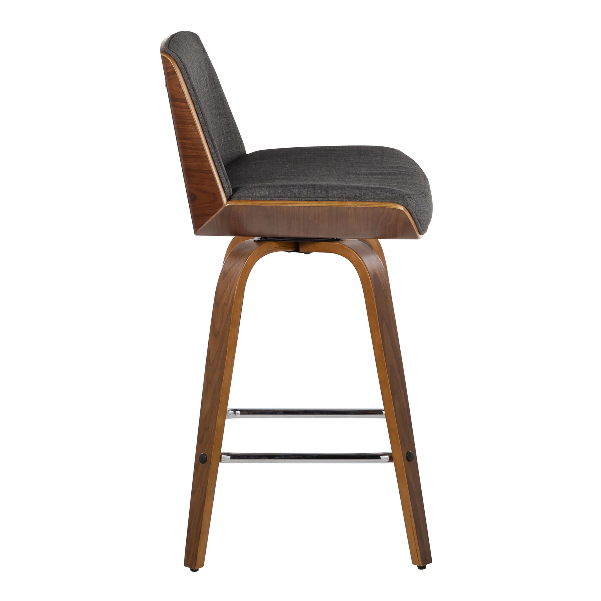 Corazza - Mid Century Modern Fixed Height Counter Stool With Swivel And Square Footrest (Set of 2) - Image 2