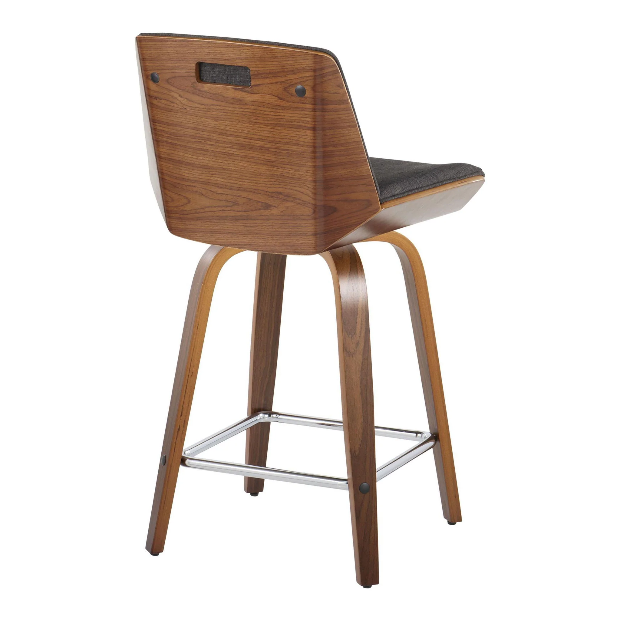Corazza - Mid Century Modern Fixed Height Counter Stool With Swivel With Square Footrest (Set of 2) - Image 5