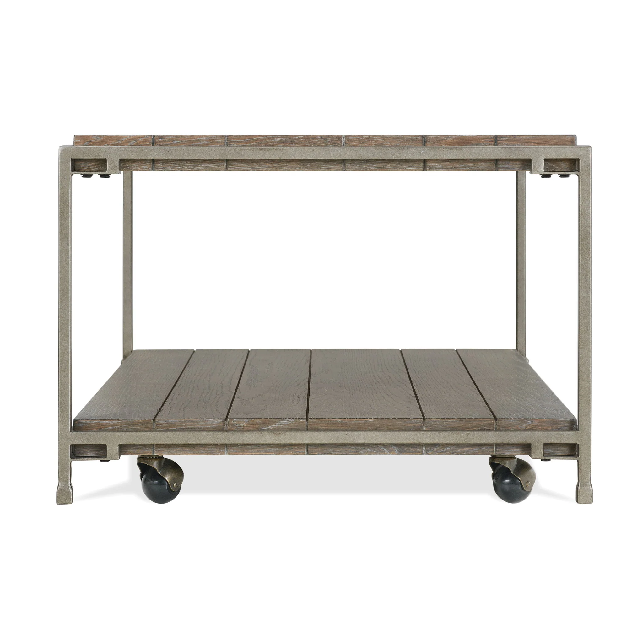 Corbeta - 3 Piece Metal Frame Wood Living Room Coffee Table And 2 Chairside Tables Set, Aged Graphite - Brown - Image 2