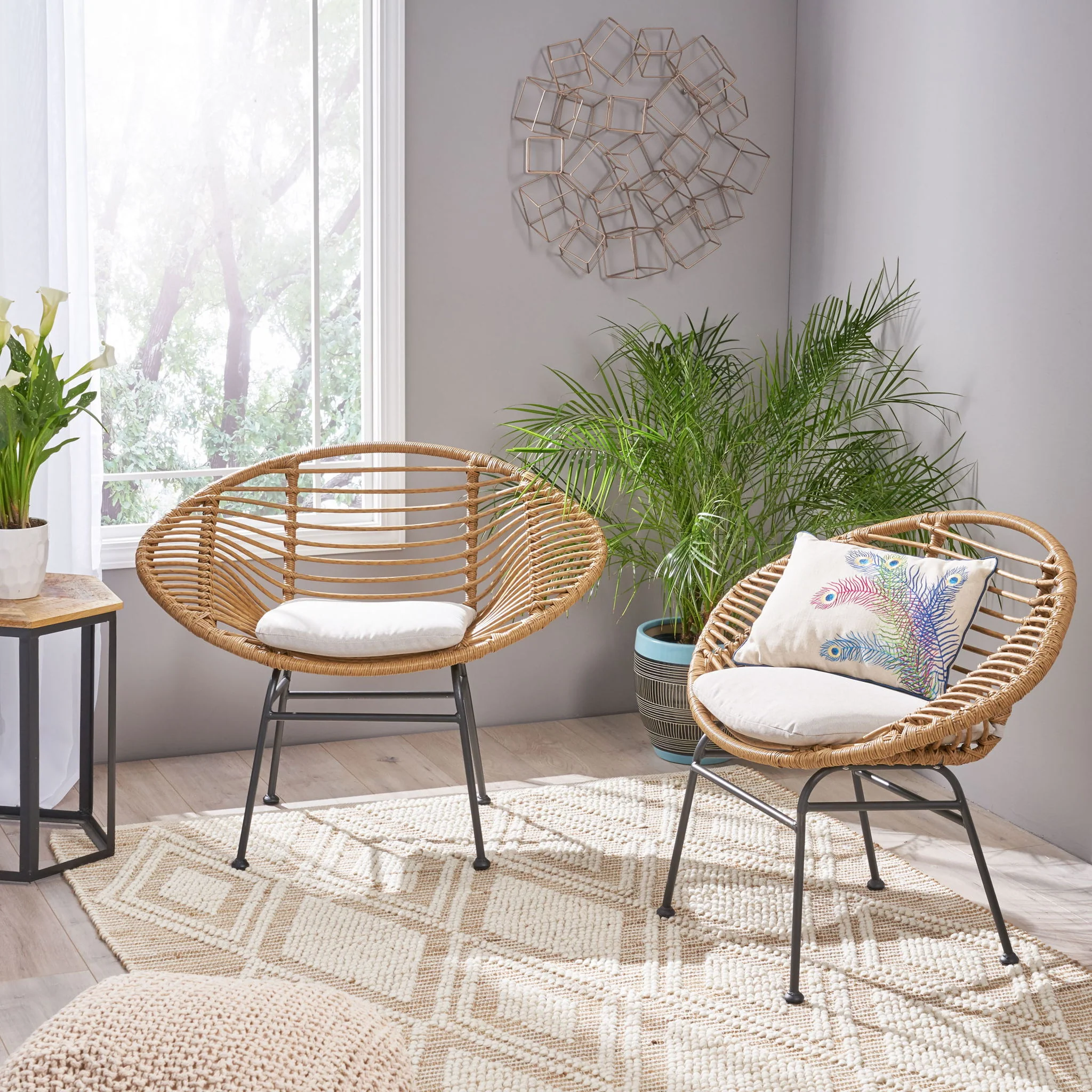 Cordella - Outdoor Woven Wicker Chairs With Cushions, (Set of 2) - Image 11