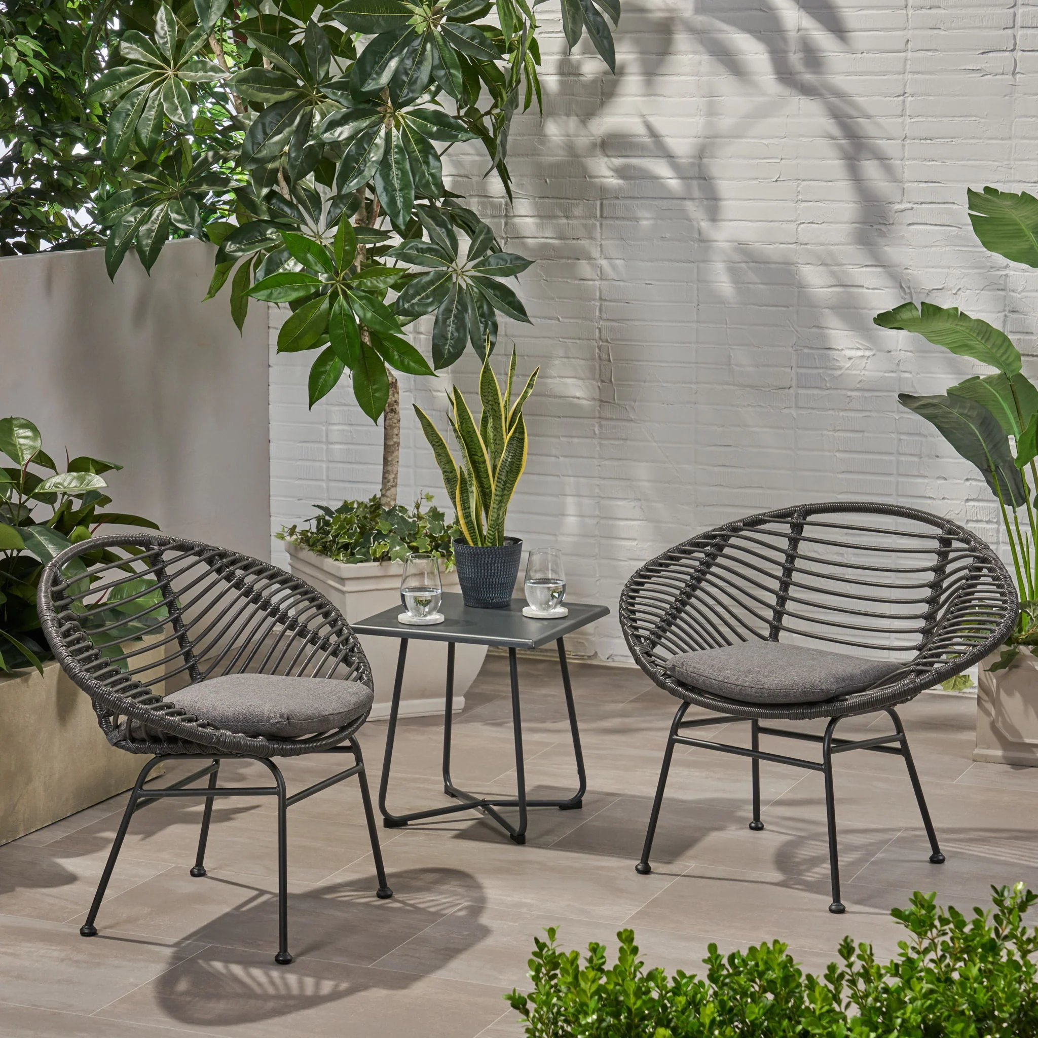 Cordella - Outdoor Woven Wicker Chairs With Cushions, (Set of 2) - Image 12