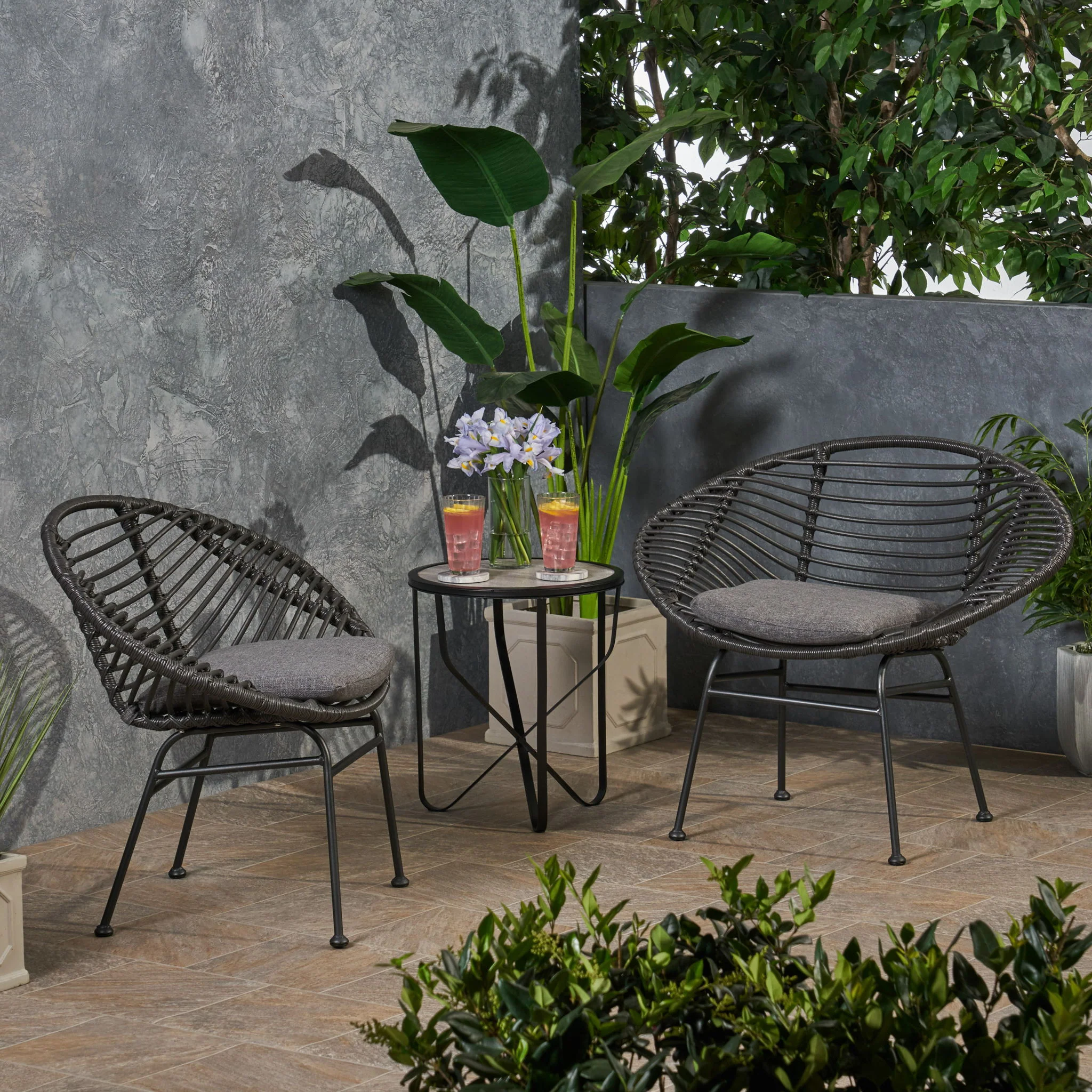 Cordella - Outdoor Woven Wicker Chairs With Cushions, (Set of 2) - Image 18