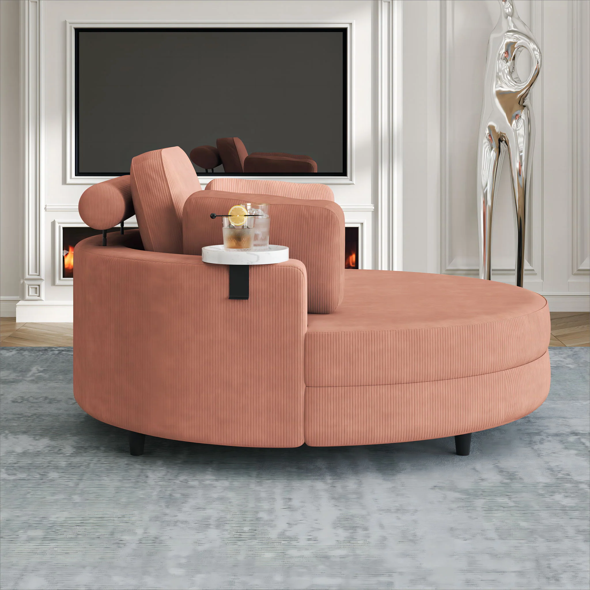 Sofa With Two Throw Pillows And A Waist Pillow With An Extra Tray For Comfortable Seating In Small Apartment Bedrooms - Image 2