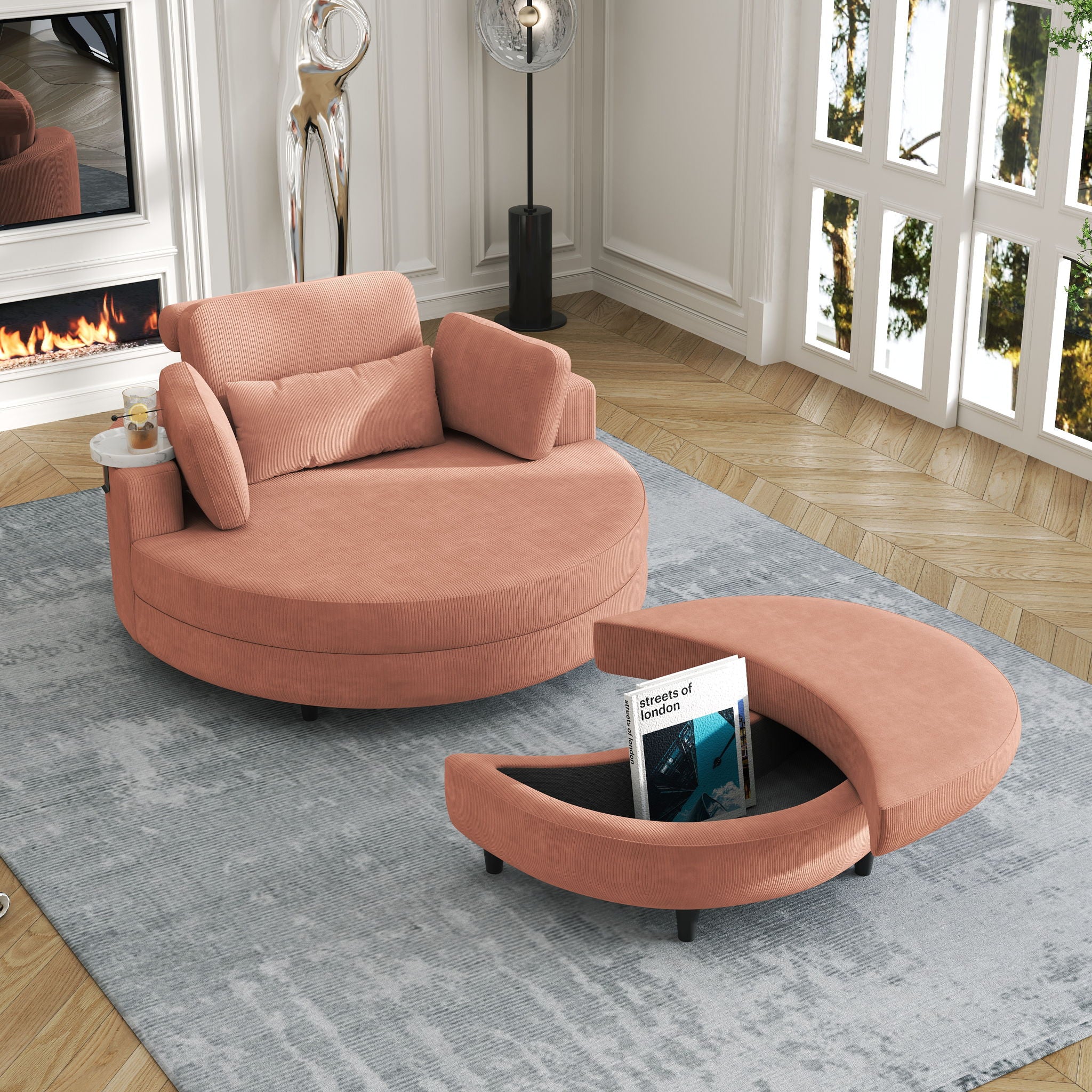 Sofa With Two Throw Pillows And A Waist Pillow With An Extra Tray For Comfortable Seating In Small Apartment Bedrooms - Image 5