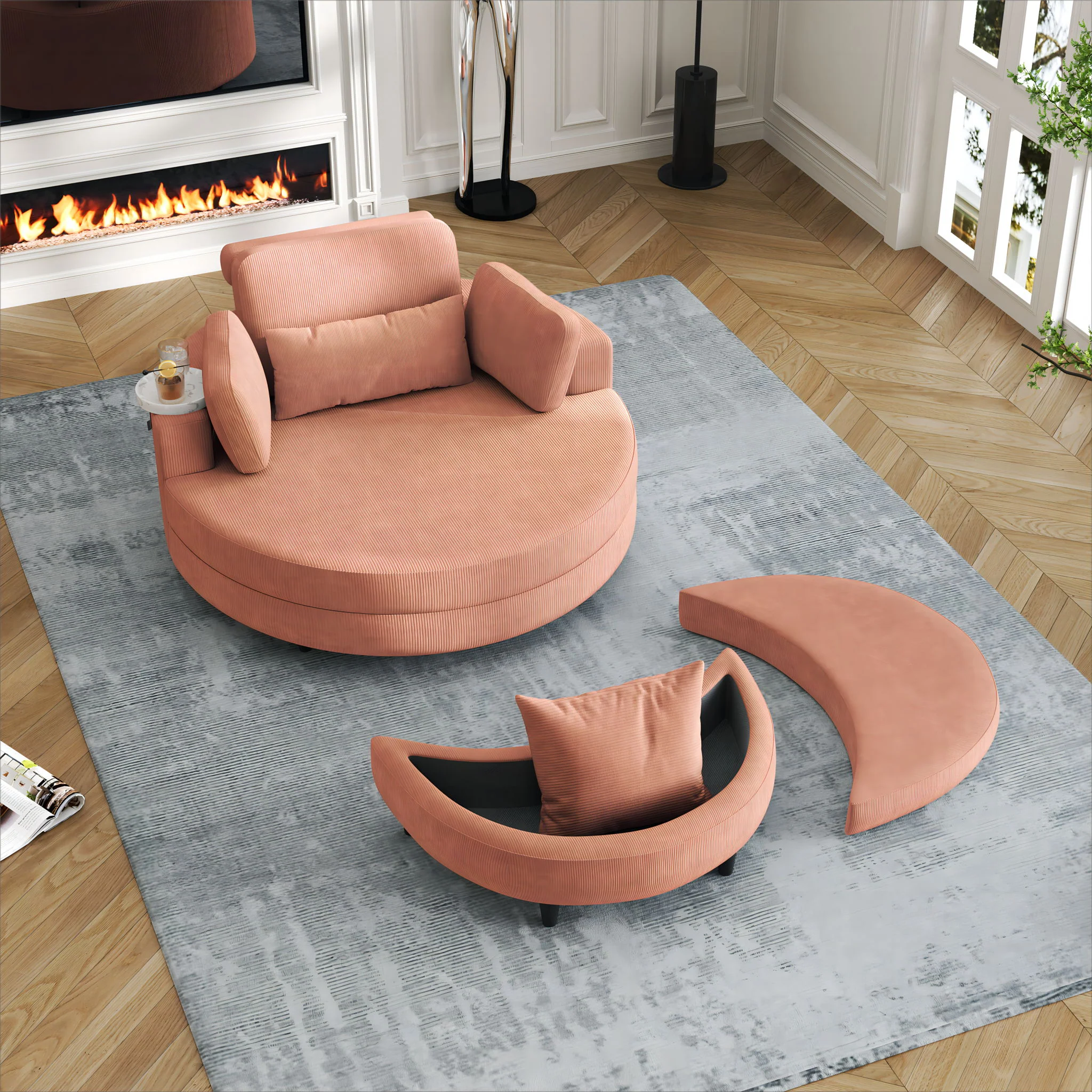 Sofa With Two Throw Pillows And A Waist Pillow With An Extra Tray For Comfortable Seating In Small Apartment Bedrooms - Image 8