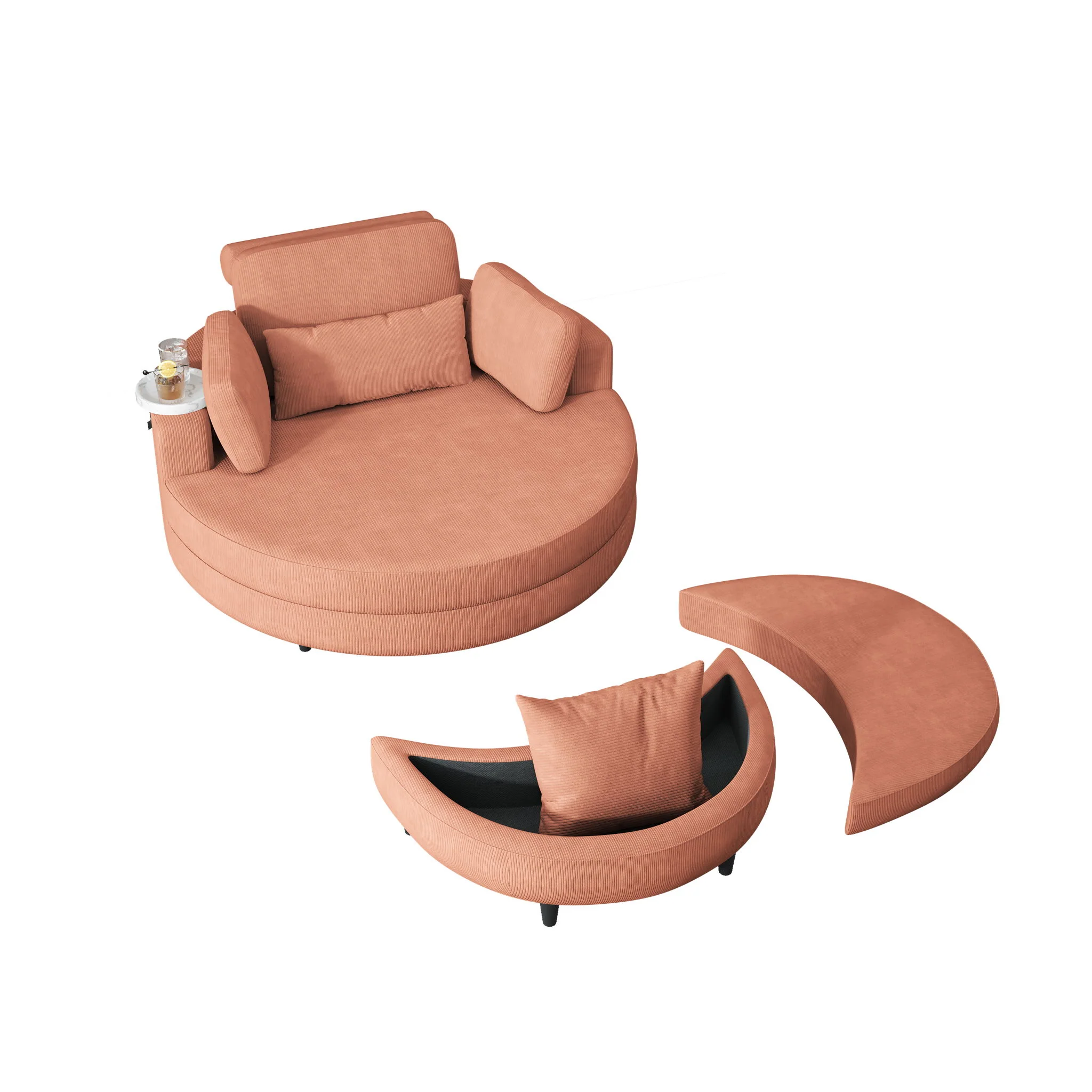 Sofa With Two Throw Pillows And A Waist Pillow With An Extra Tray For Comfortable Seating In Small Apartment Bedrooms - Image 9
