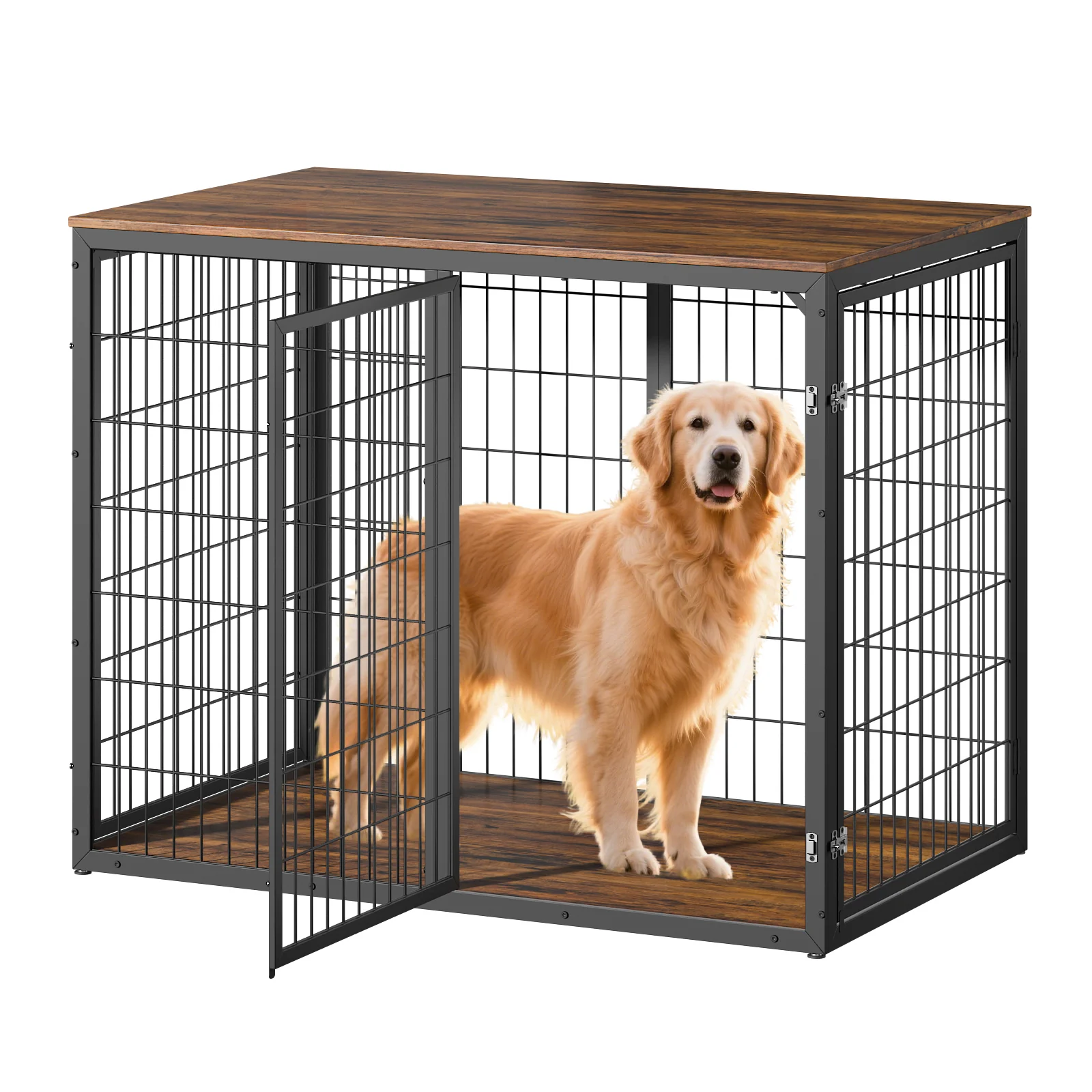 Corinth 47-Inch Triple Door Dog Crate Furniture End Table Cabinet - Image 19
