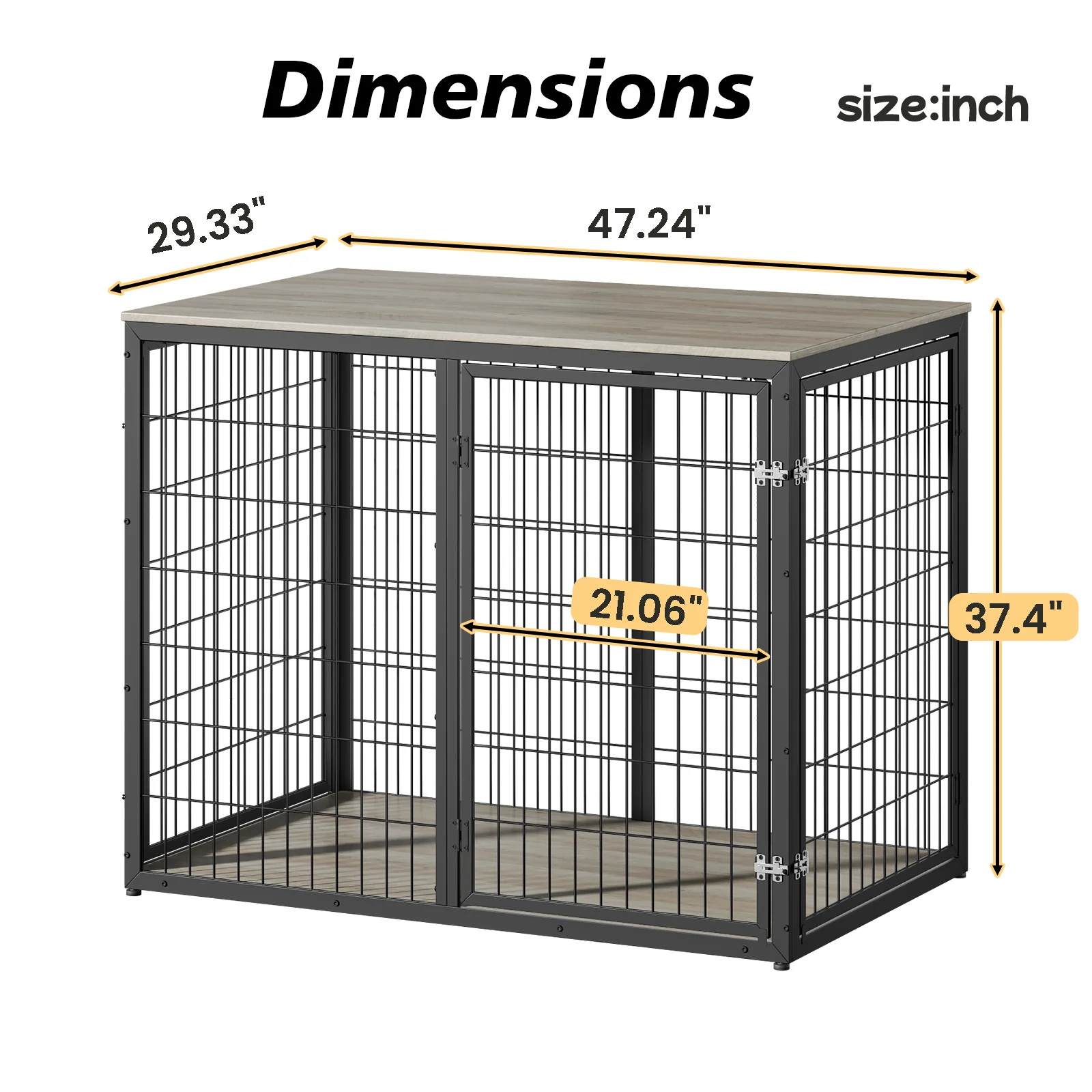 Corinth 47-Inch Triple Door Dog Crate Furniture End Table Cabinet - Image 6
