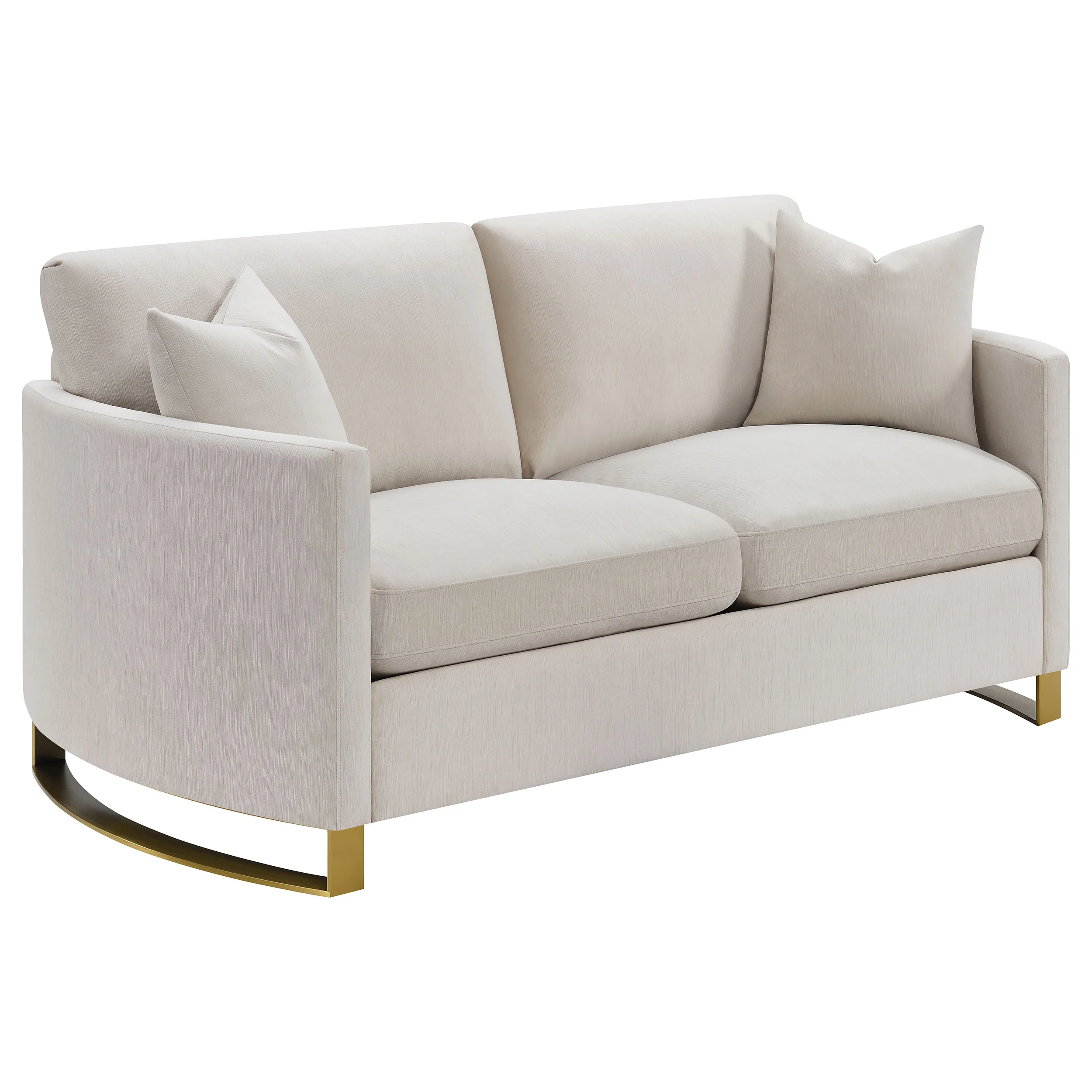 Corliss Upholstered Curved Track Arm Loveseat - Beige