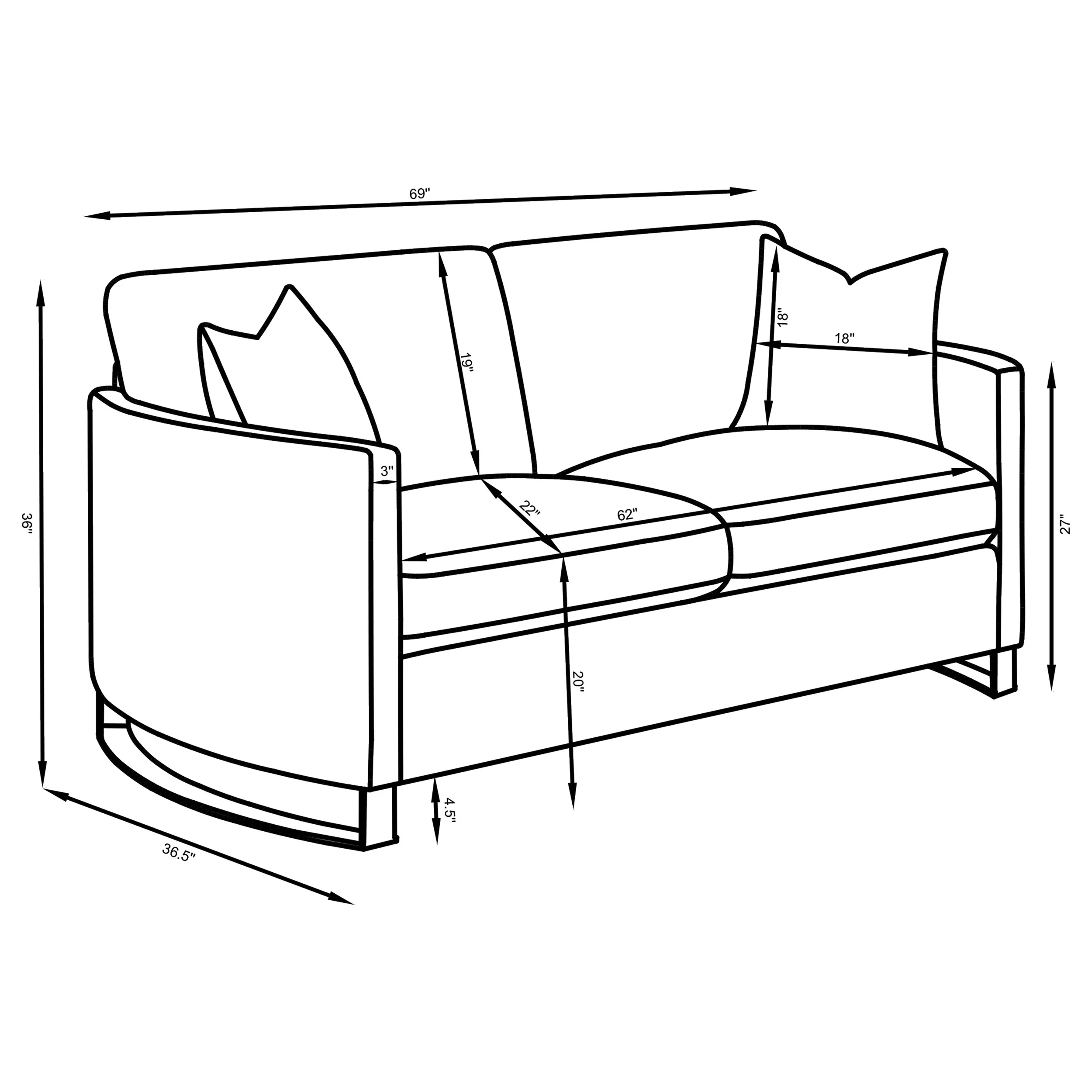 Corliss Upholstered Curved Track Arm Loveseat - Beige - Image 6