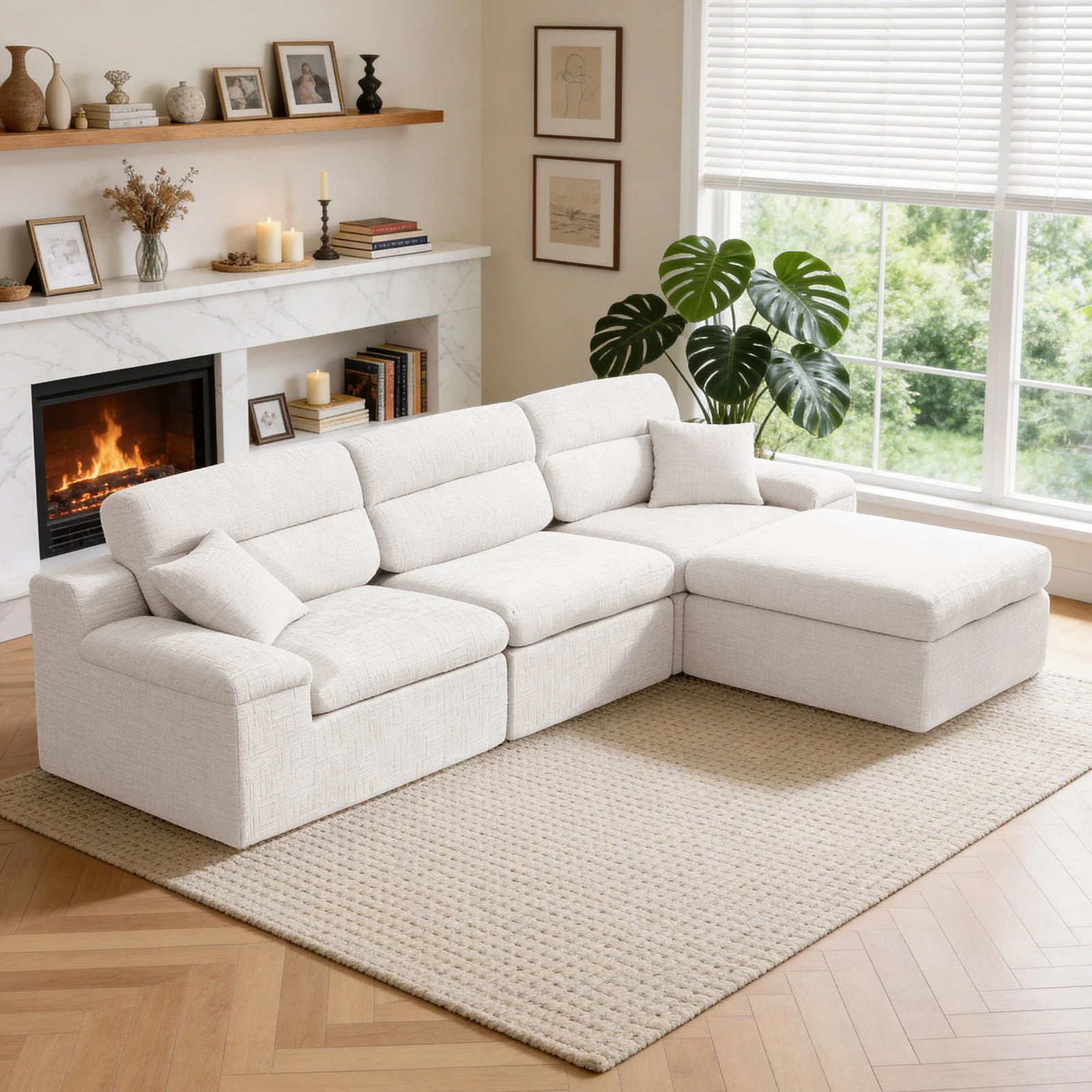 Corner Chaise Sofa With High Backrest - Image 8