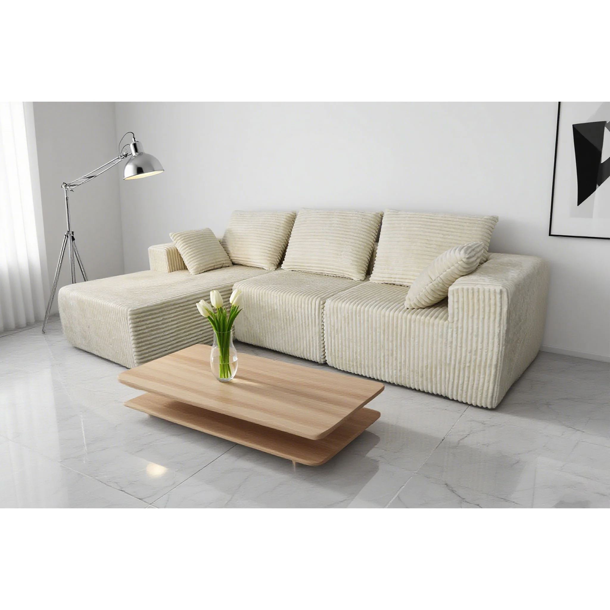 Corner Combination Sofa Sectional Couch With Soft Fabric - Image 11