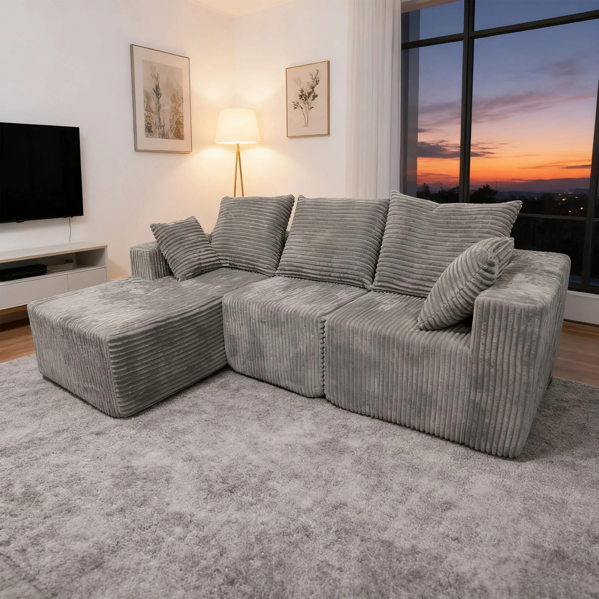 Corner Combination Sofa Sectional Couch With Soft Fabric - Image 16