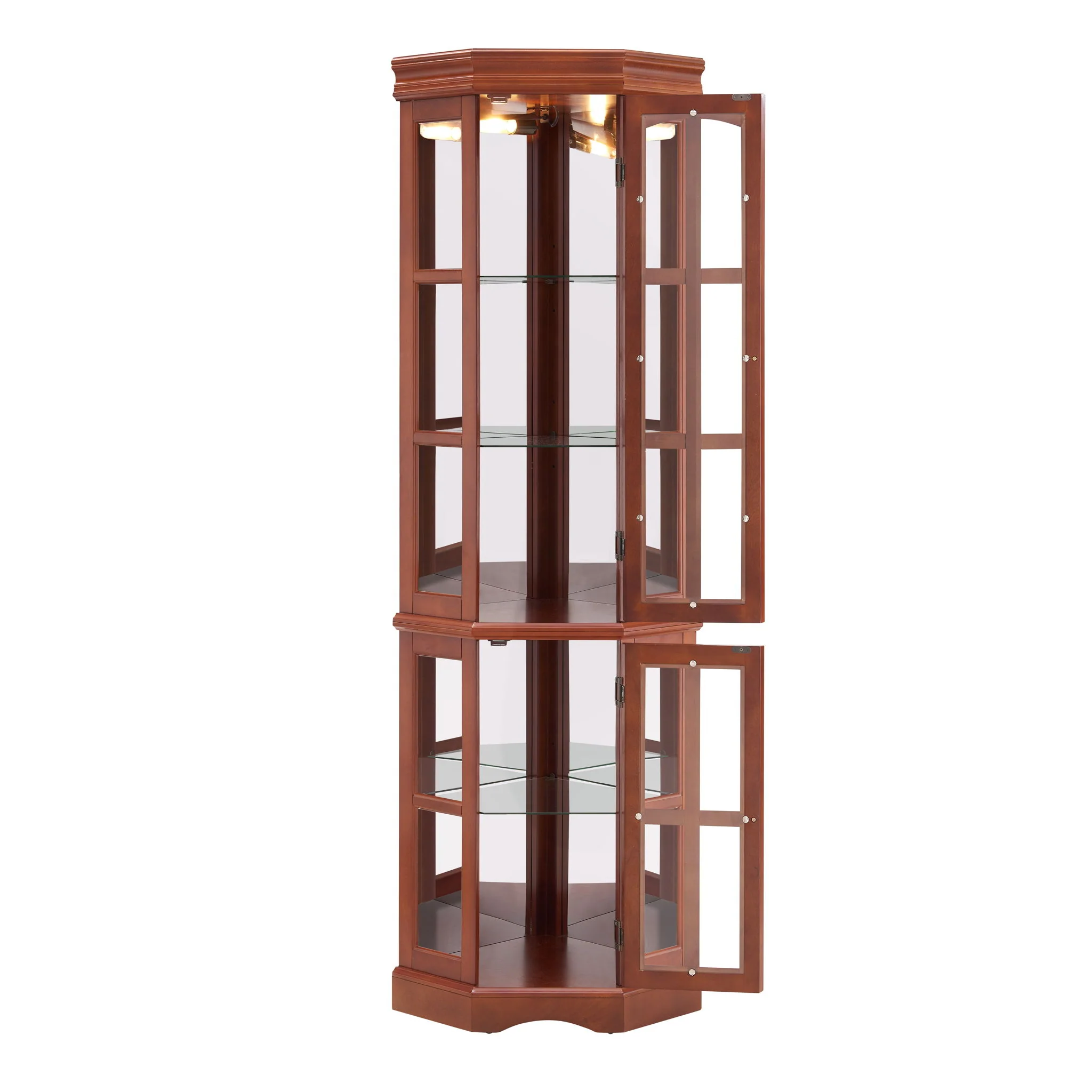Corner Curio Cabinet With 5 Shelves And Lighting System (E26 Light Bulb Not Included) - Image 9