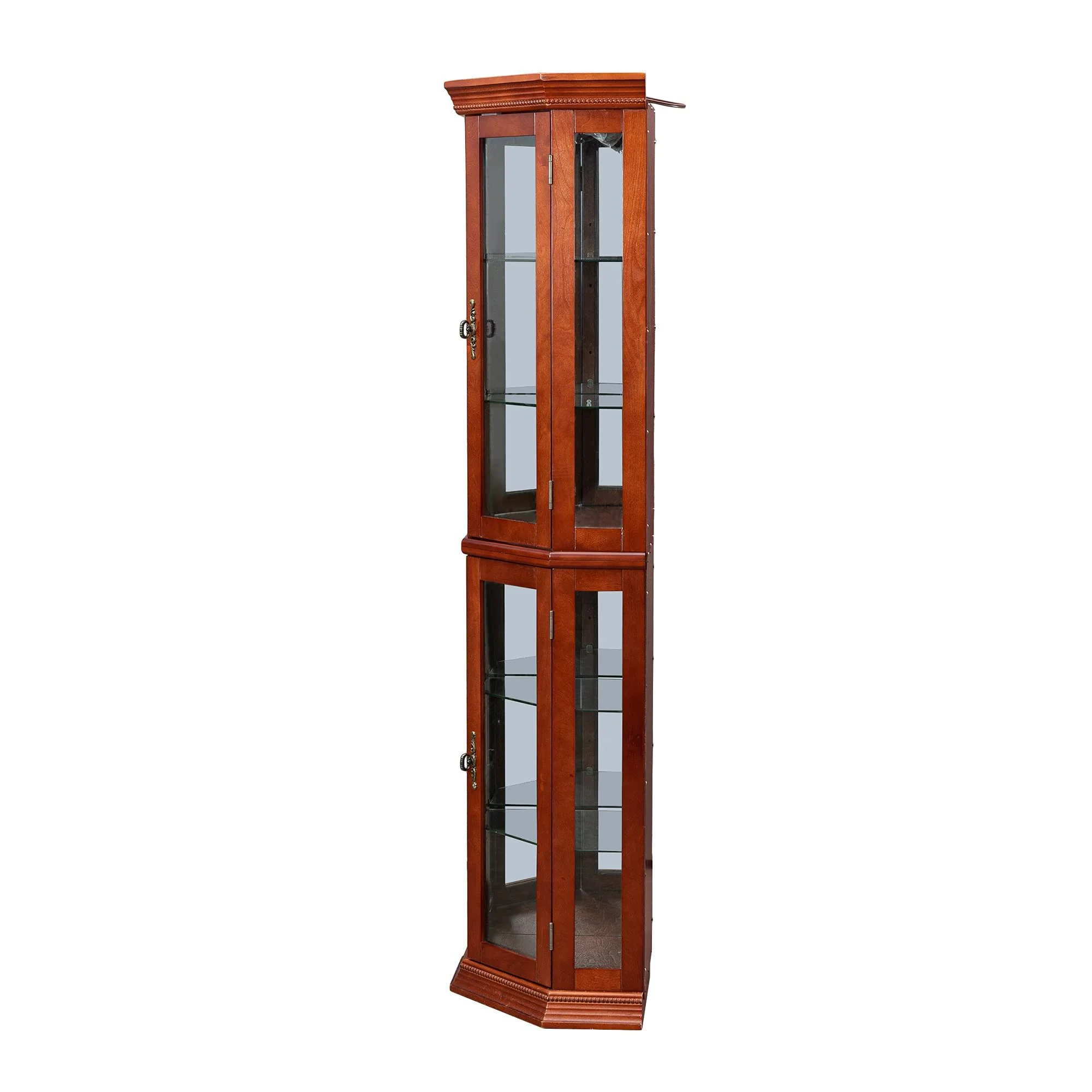 Corner Curio Cabinet With Lights, Adjustable Tempered Glass Shelves, Mirrored Back, Display Cabinet (E26 Light Bulb Not Included) - Image 19