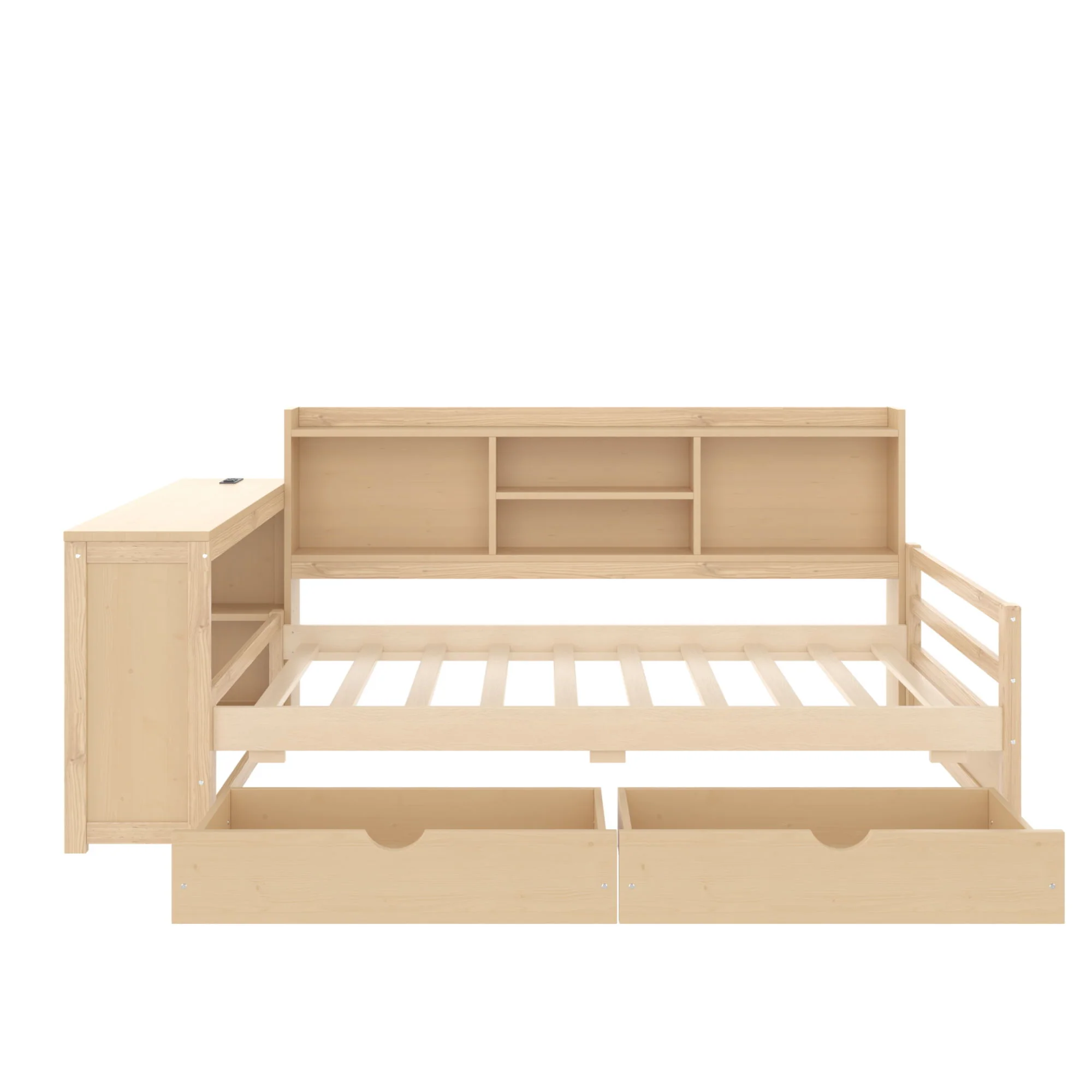 Corner Daybed With Storage Drawers, Desk, Charging Port & Bookcase - Image 14