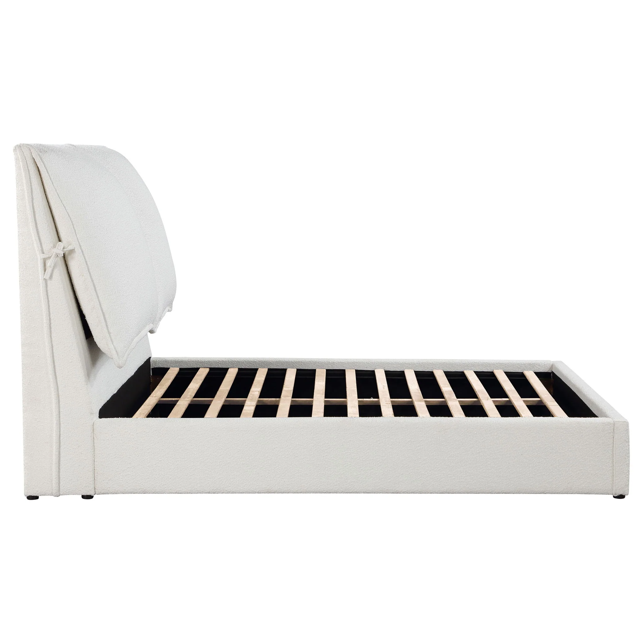 Corwyn - Queen Upholstered Panel Bed With Headboard Pillows - White - Image 2