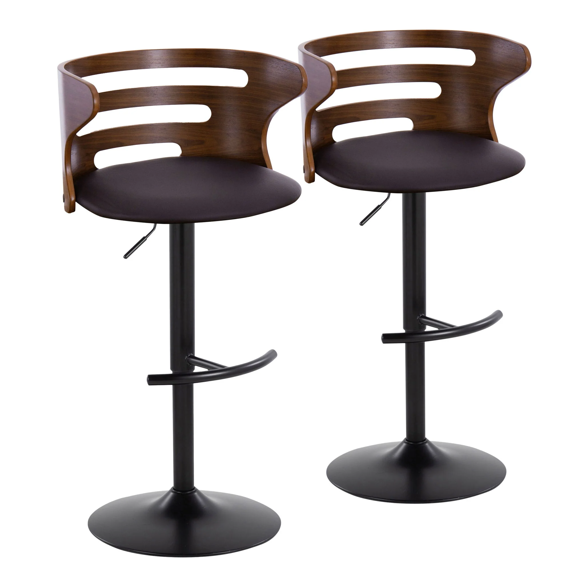Cosi - Mid Century Modern Adjustable Barstool With Swivel With Rounded T Footrest (Set of 2) - Image 2
