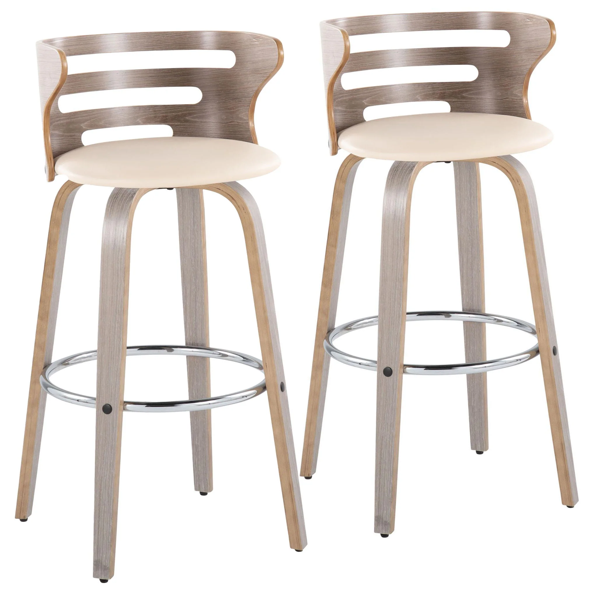 Cosini - Mid Century Modern Fixed Height, Barstool With Swivel With Round Footrest (Set of 2) - Image 2