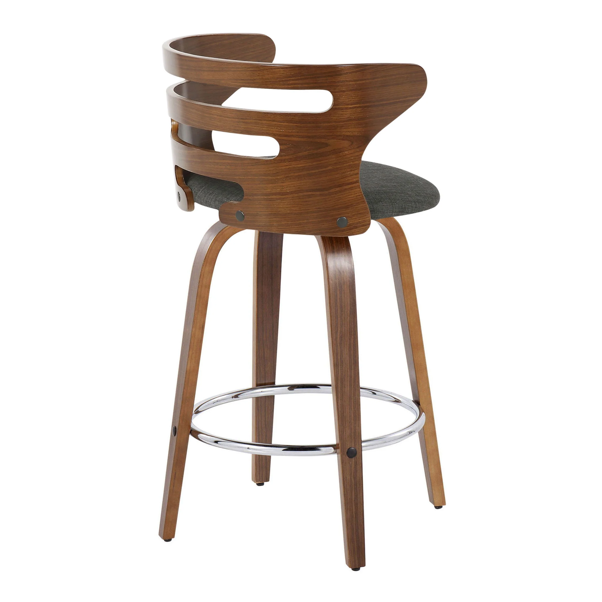 Cosini - Mid Century Modern Fixed Height Barstool With Swivel With Round Footrest (Set of 2) - Image 15