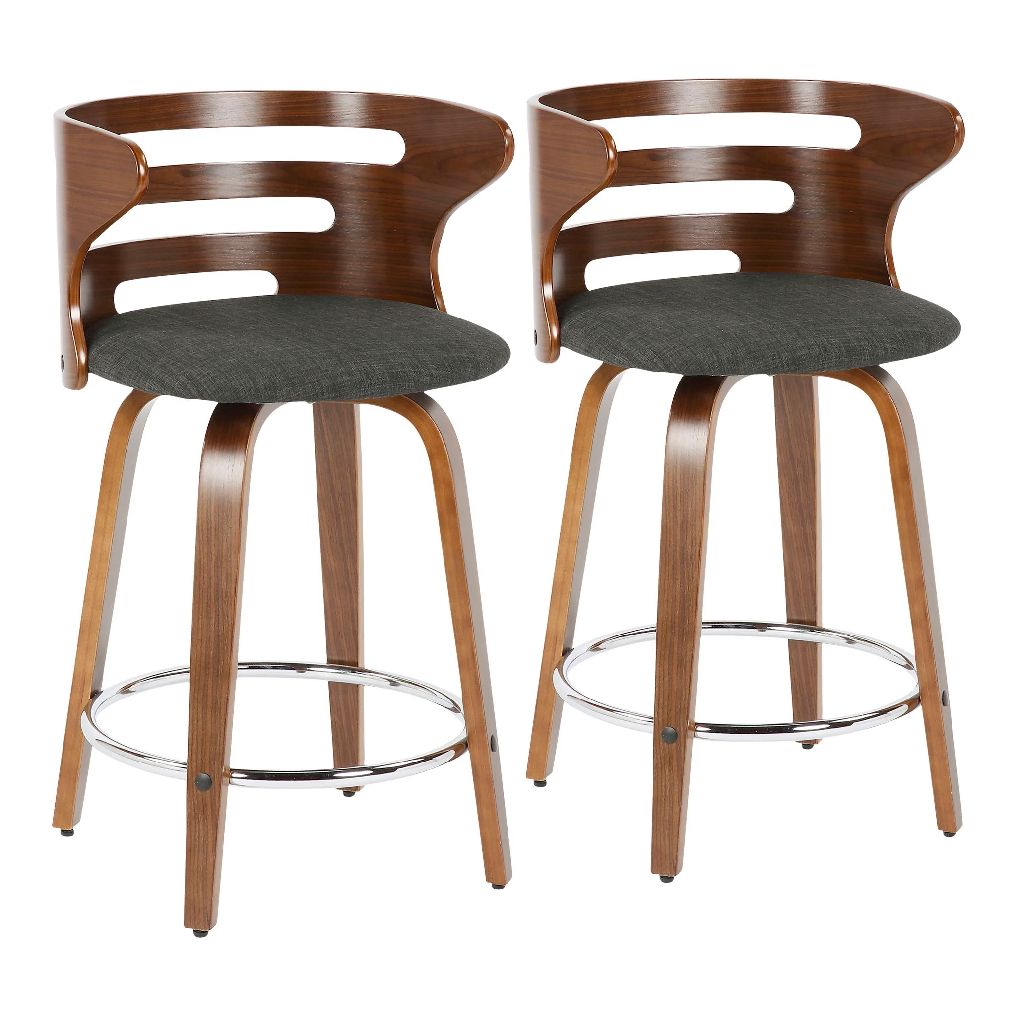Cosini - Mid Century Modern Fixed Height Counter Stool With Footrest With Swivel (Set of 2) - Image 2