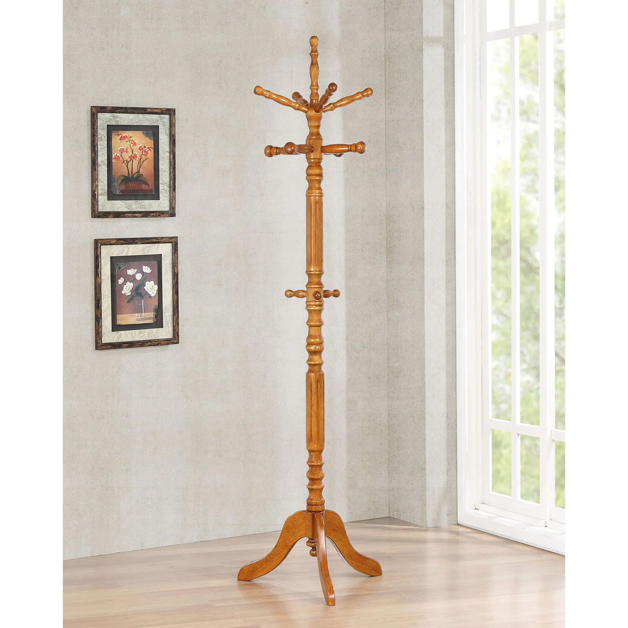 Cosman - 11 Hook Freestanding Coat Rack With Hanger - Brown - Image 4