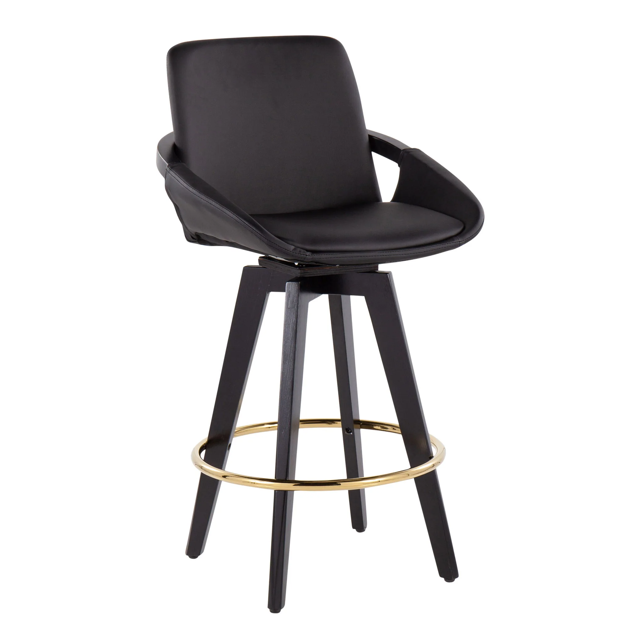 Cosmo - Contemporary Fixed Height Counter Stool With Swivel With Round Footrest (Set of 2) - Image 6