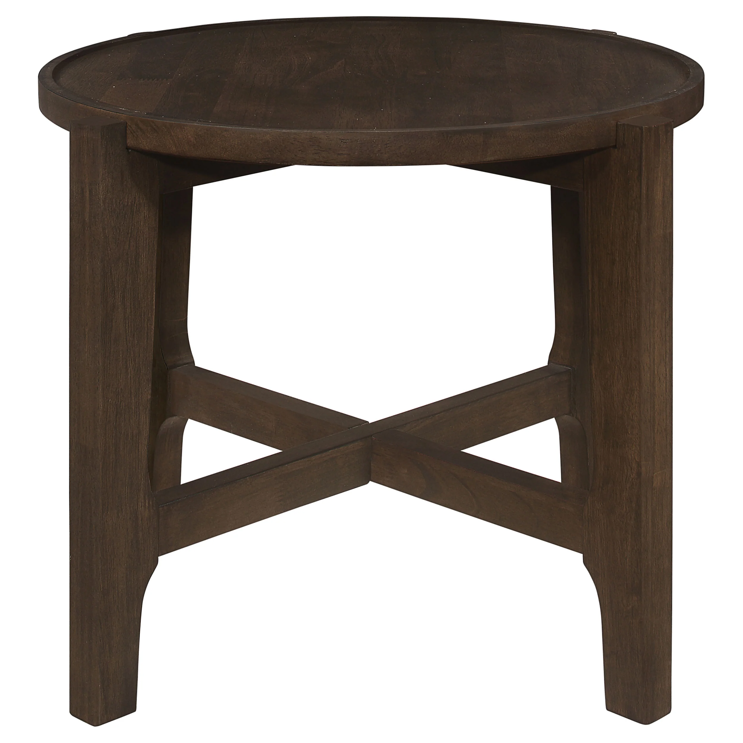 Cota Round Solid Wood End Table Dark Brown - Image 2