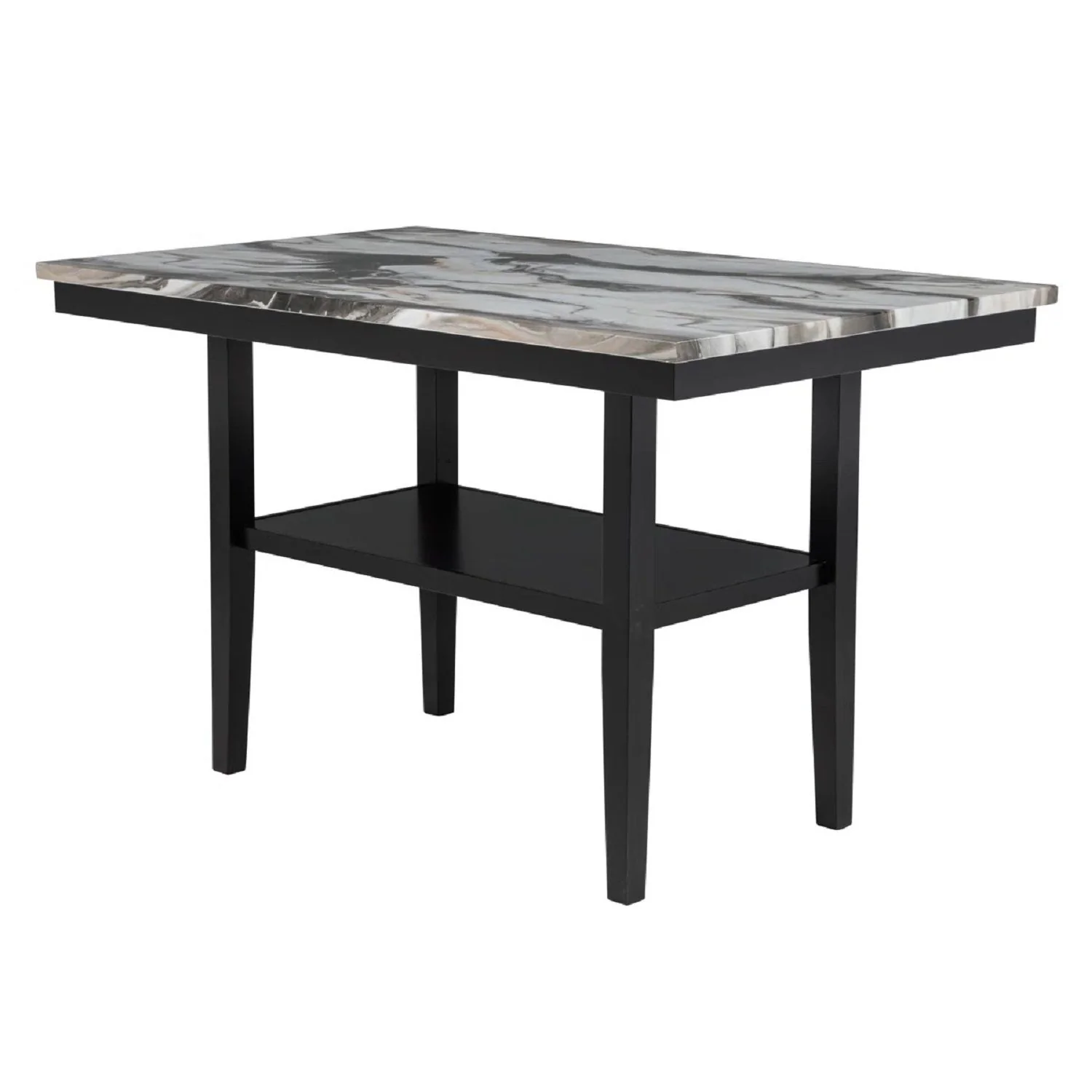 Counter Dining Table With Storage Bottom Shelf For Kitchen - Black - Image 2