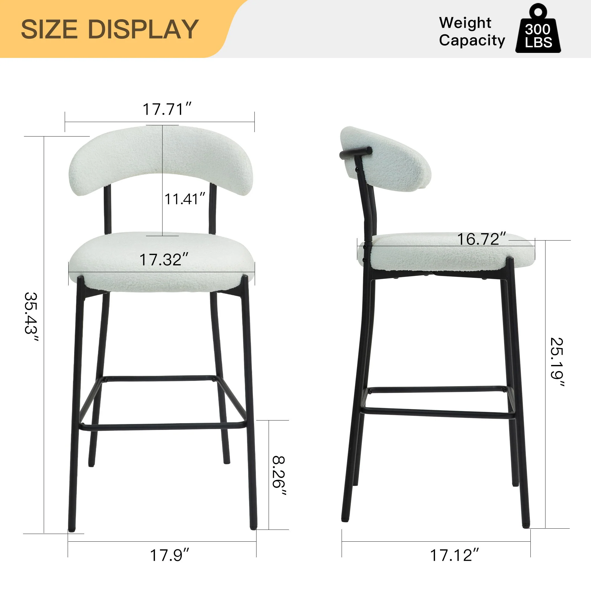 Counter Height Bar Stools With Powder Coating Base And Footrest - Image 10