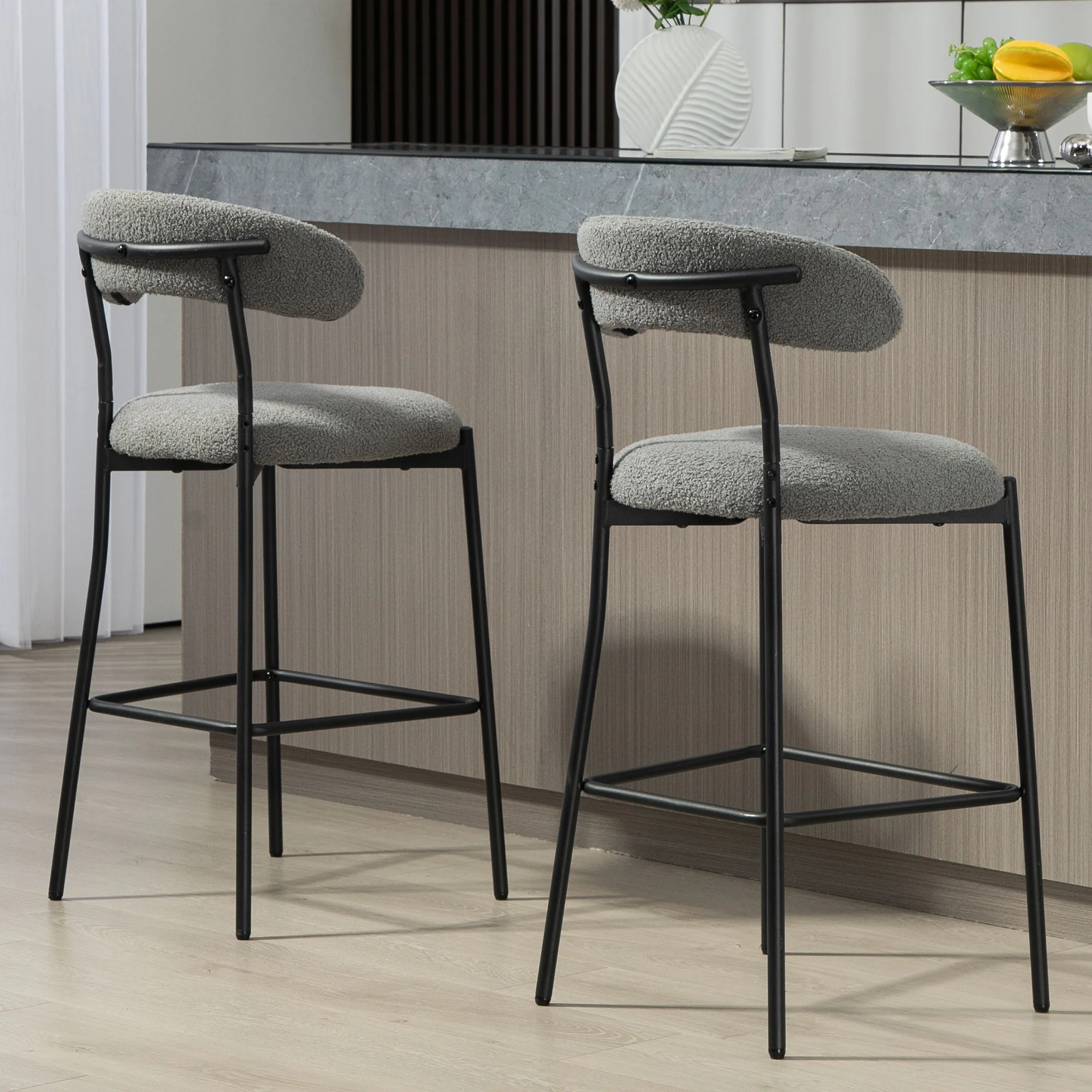 Counter Height Bar Stools With Powder Coating Base And Footrest - Image 13