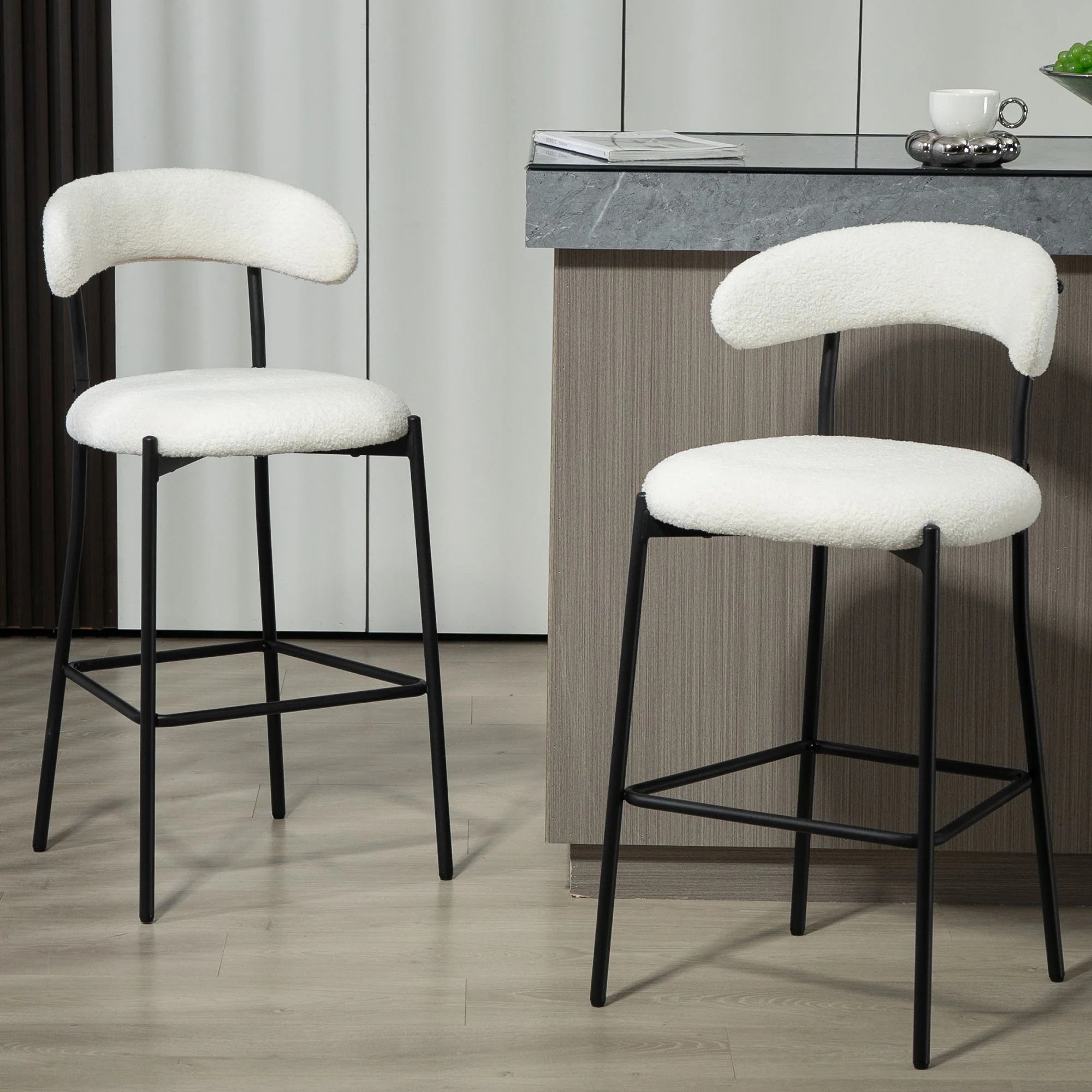Counter Height Bar Stools With Powder Coating Base And Footrest - Image 15