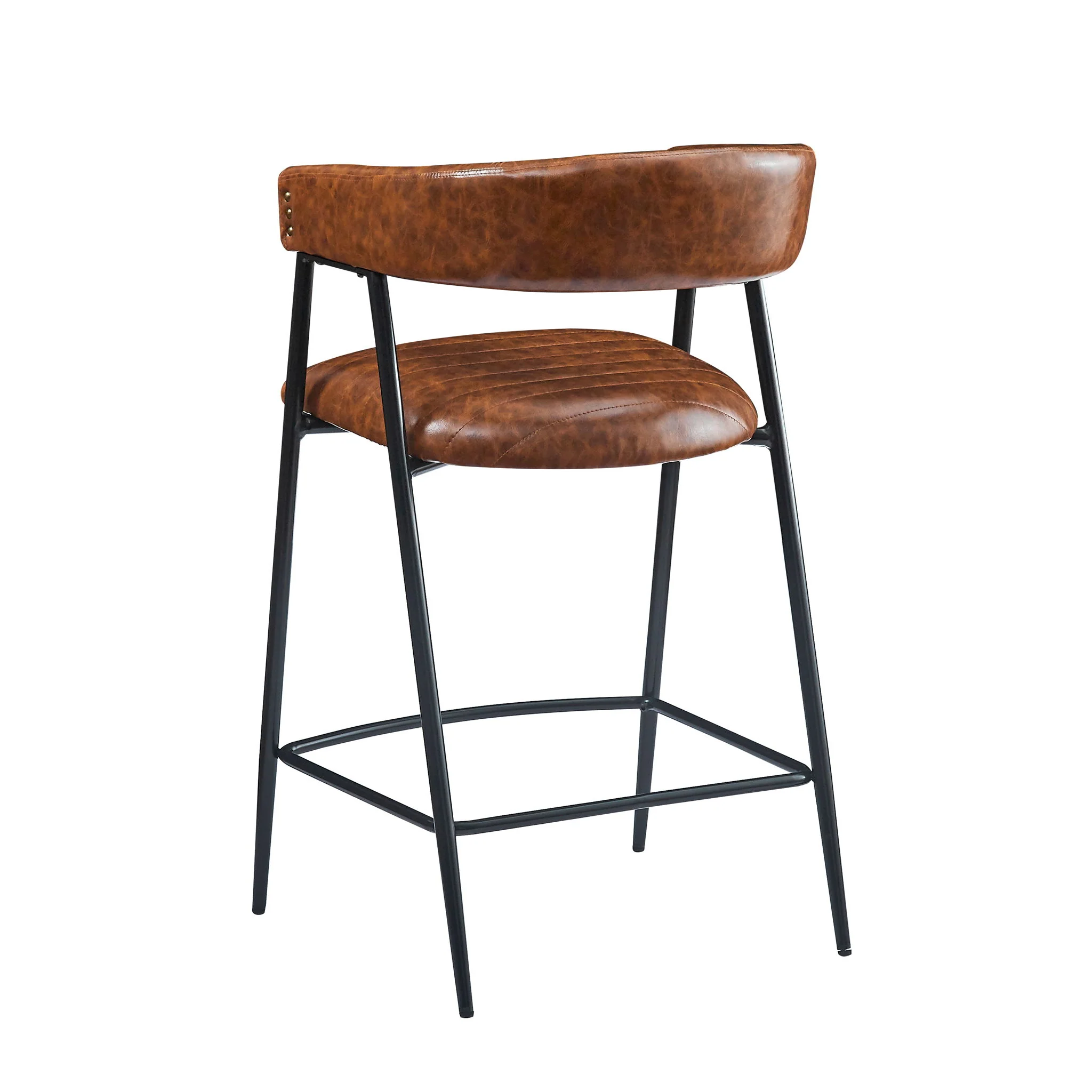 Counter Stools (Set of 2), Upholstered Counter Stools With Iron Frame, Backrest, Footrest, Arm Counter Stools For Home Bar, Kitchen Counter - Brown - Image 6