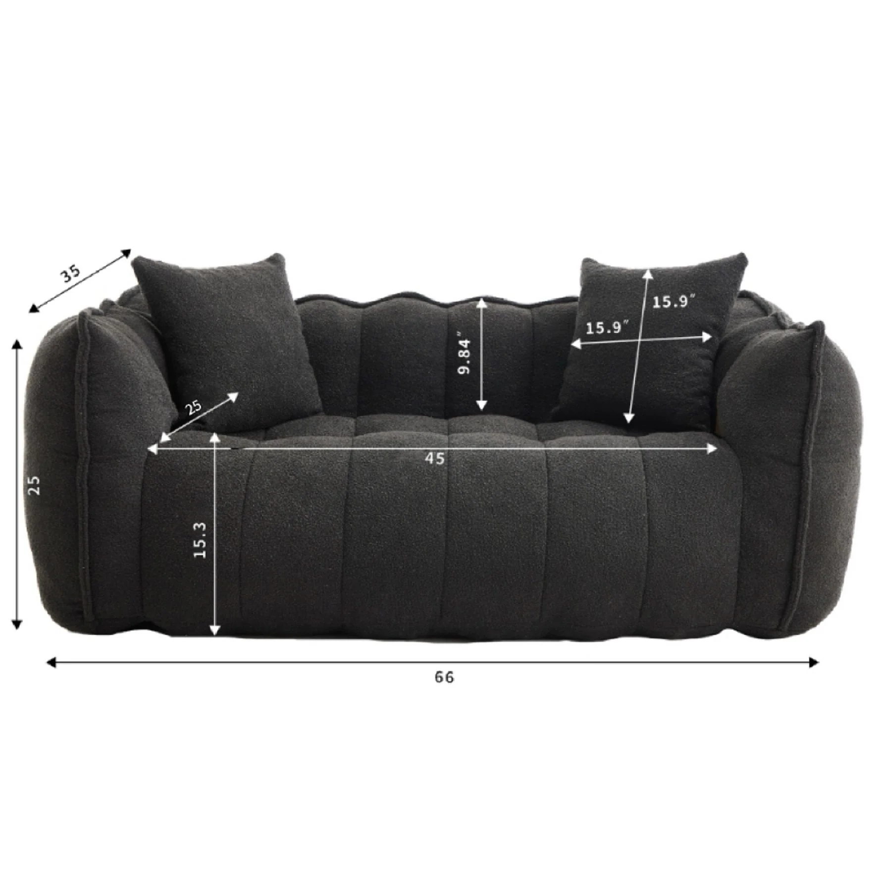 Cozy Beanbag Chair With High Resilience Foam Core For 2 - Image 41