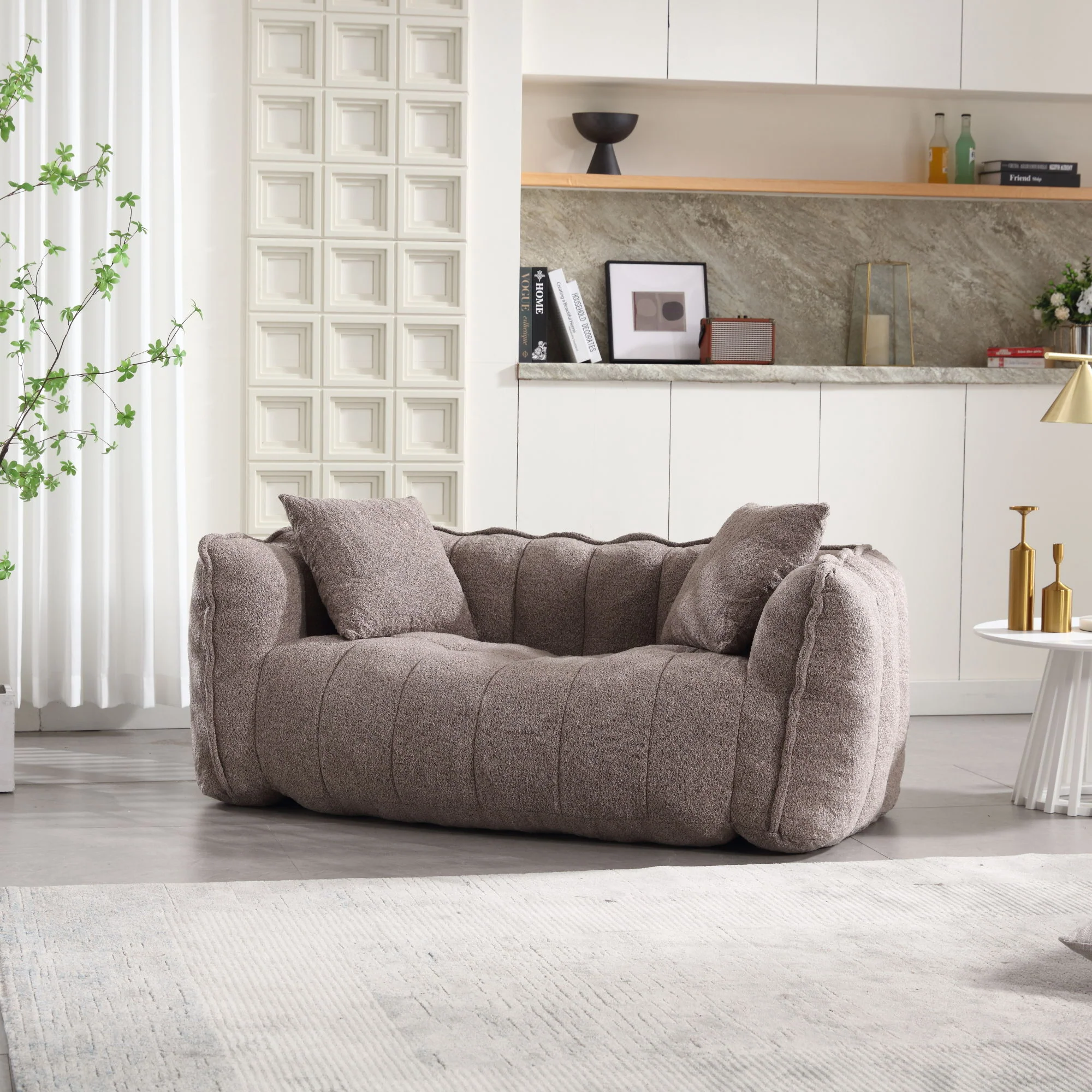 Cozy Beanbag Chair With High Resilience Foam Core For 2 - Image 48