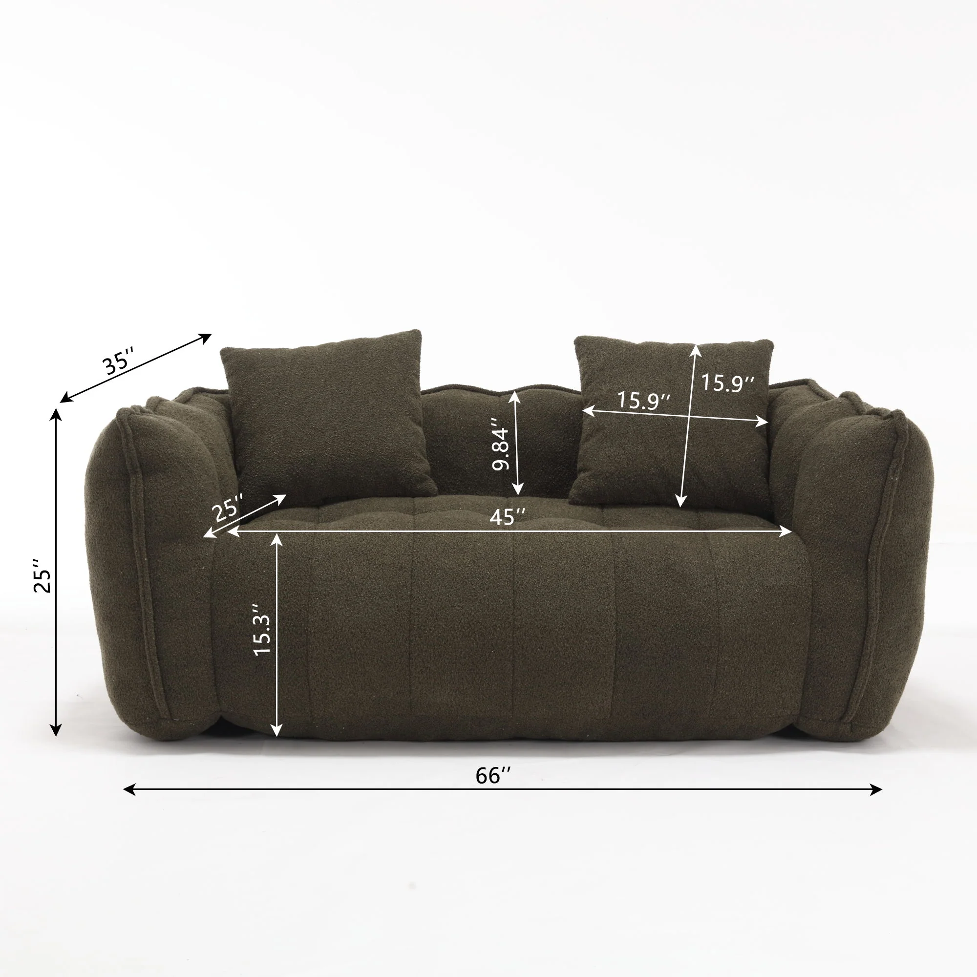 Cozy Beanbag Chair With High Resilience Foam Core For 2 - Image 60