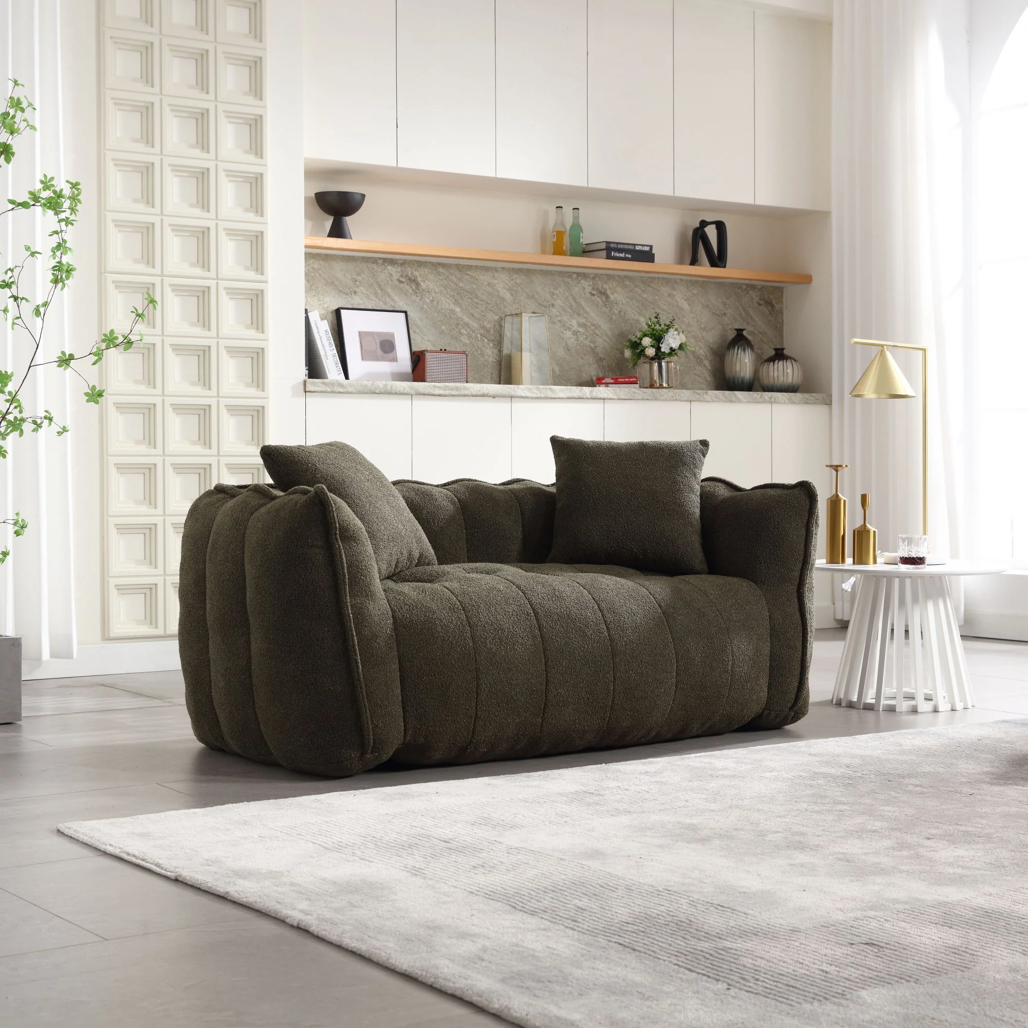 Cozy Beanbag Chair With High Resilience Foam Core For 2 - Image 61