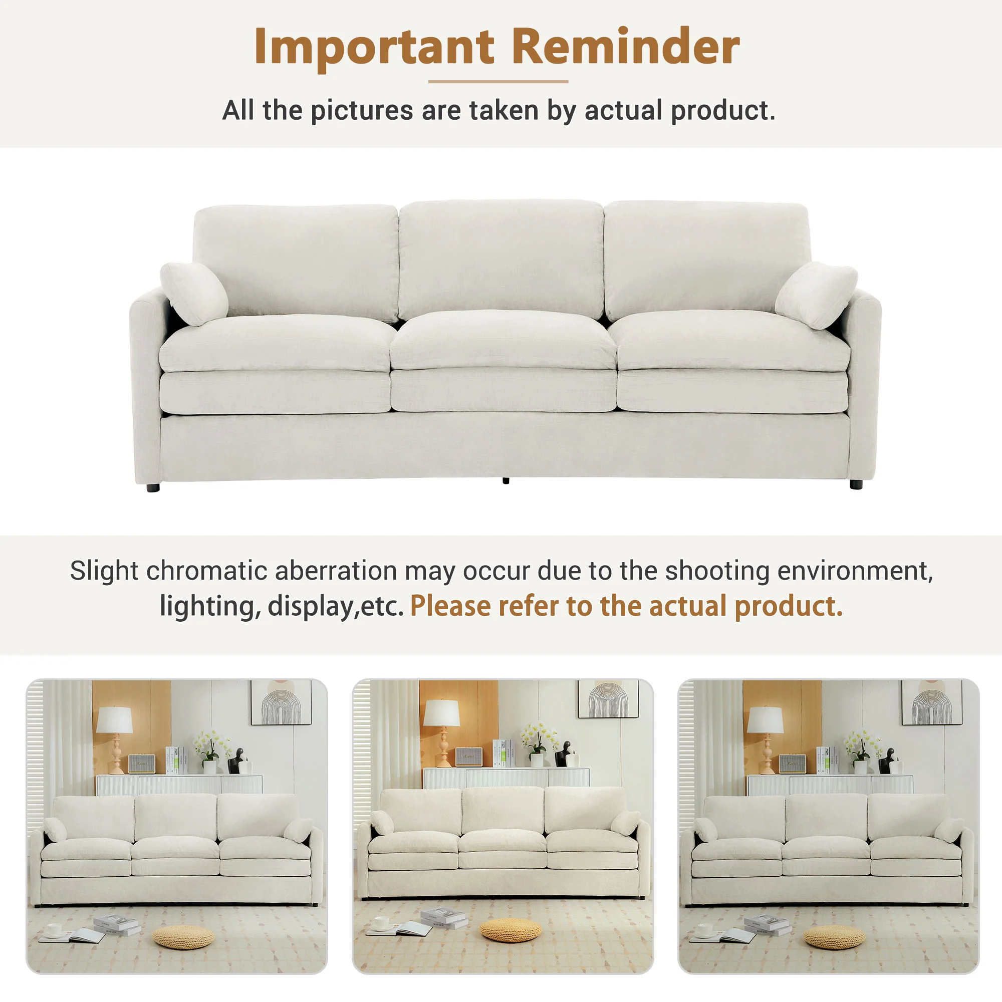 Cozy Upholstered 3 Seater Sofa Cushion For Living Room - Image 25