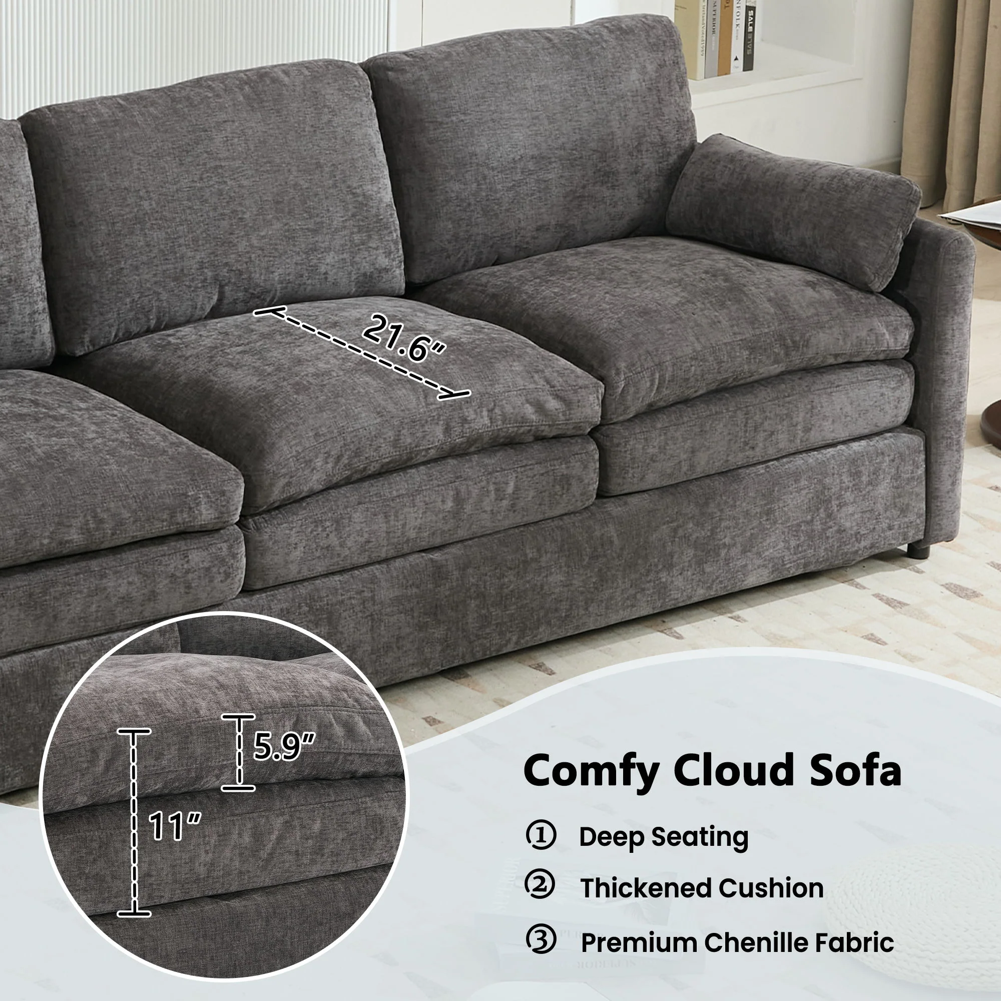 Cozy Upholstered 3 Seater Sofa Cushion For Living Room - Image 6