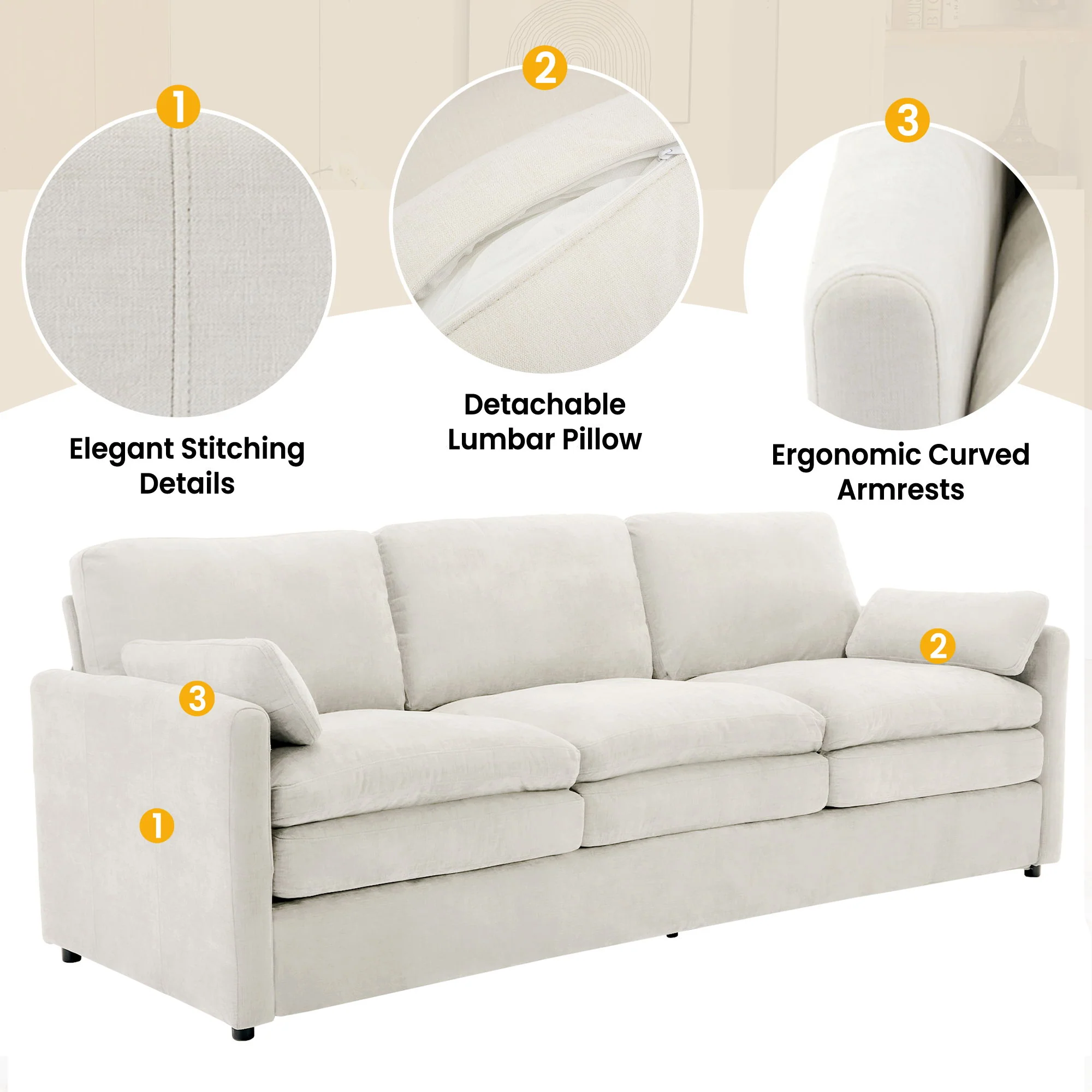 Cozy Upholstered 3 Seater Sofa Cushion For Living Room - Image 9