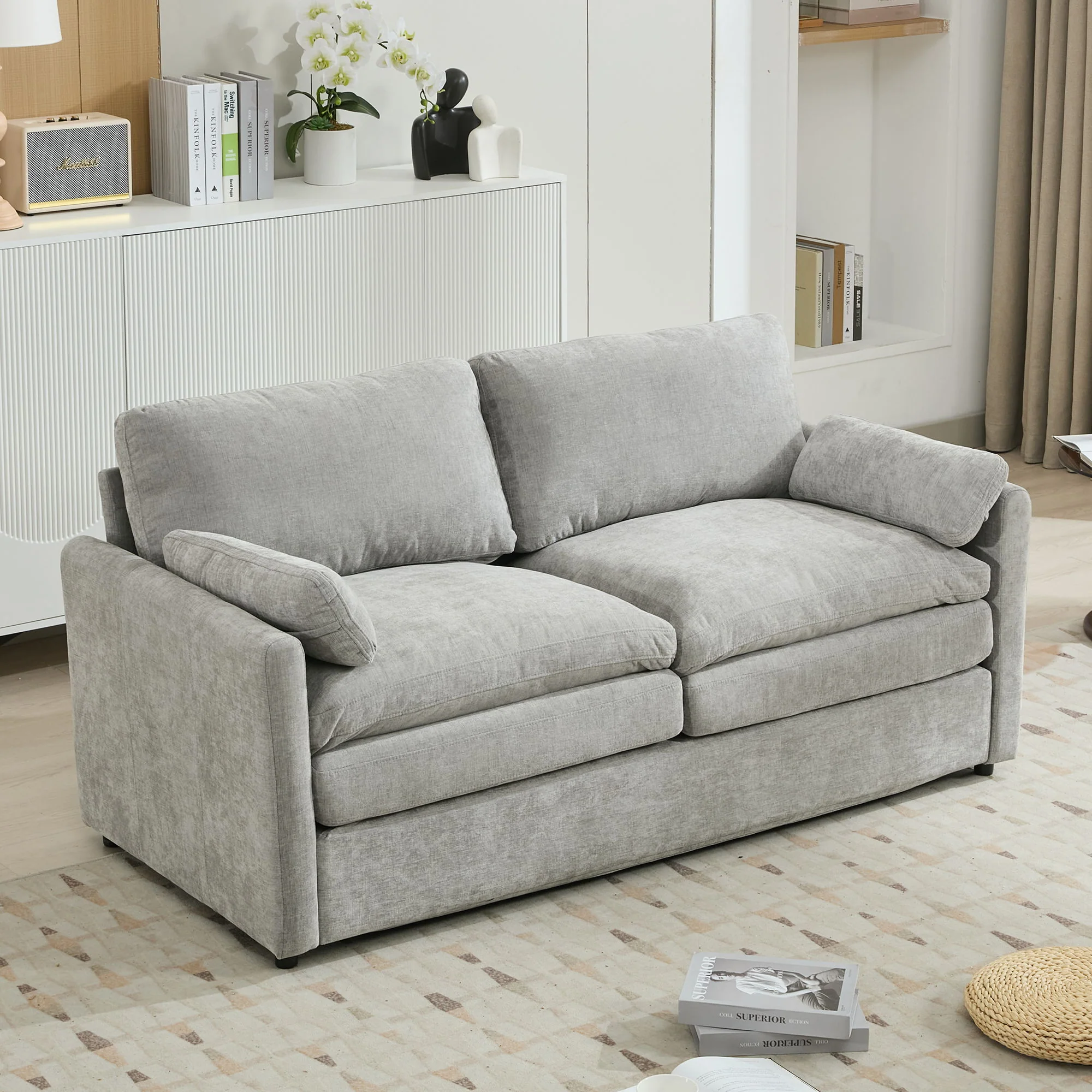 Cozy Upholstered Cushion Loveseat Sofa For Living Room - Image 14