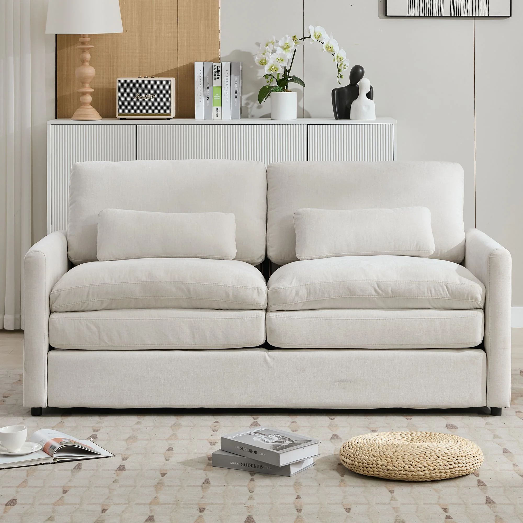 Cozy Upholstered Cushion Loveseat Sofa For Living Room - Image 24